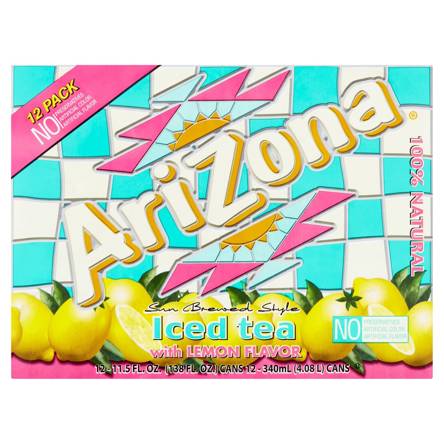 Azeron Classic 美品 AriZona Sun Brewed Style Iced Tea with Lemon Flavor, 11.5 fl oz