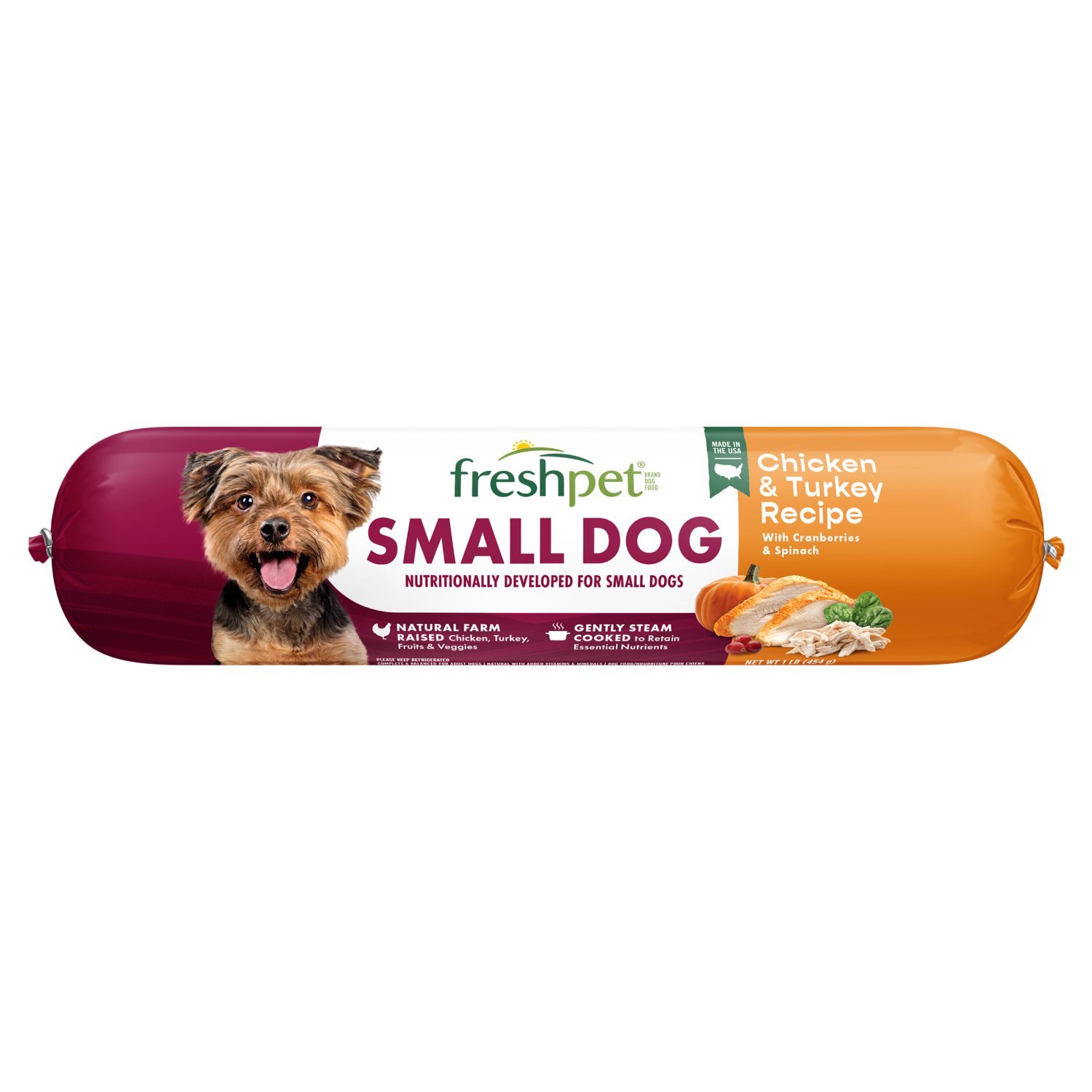Freshpet Chicken & Turkey Recipe with Cranberries & Spinach Small