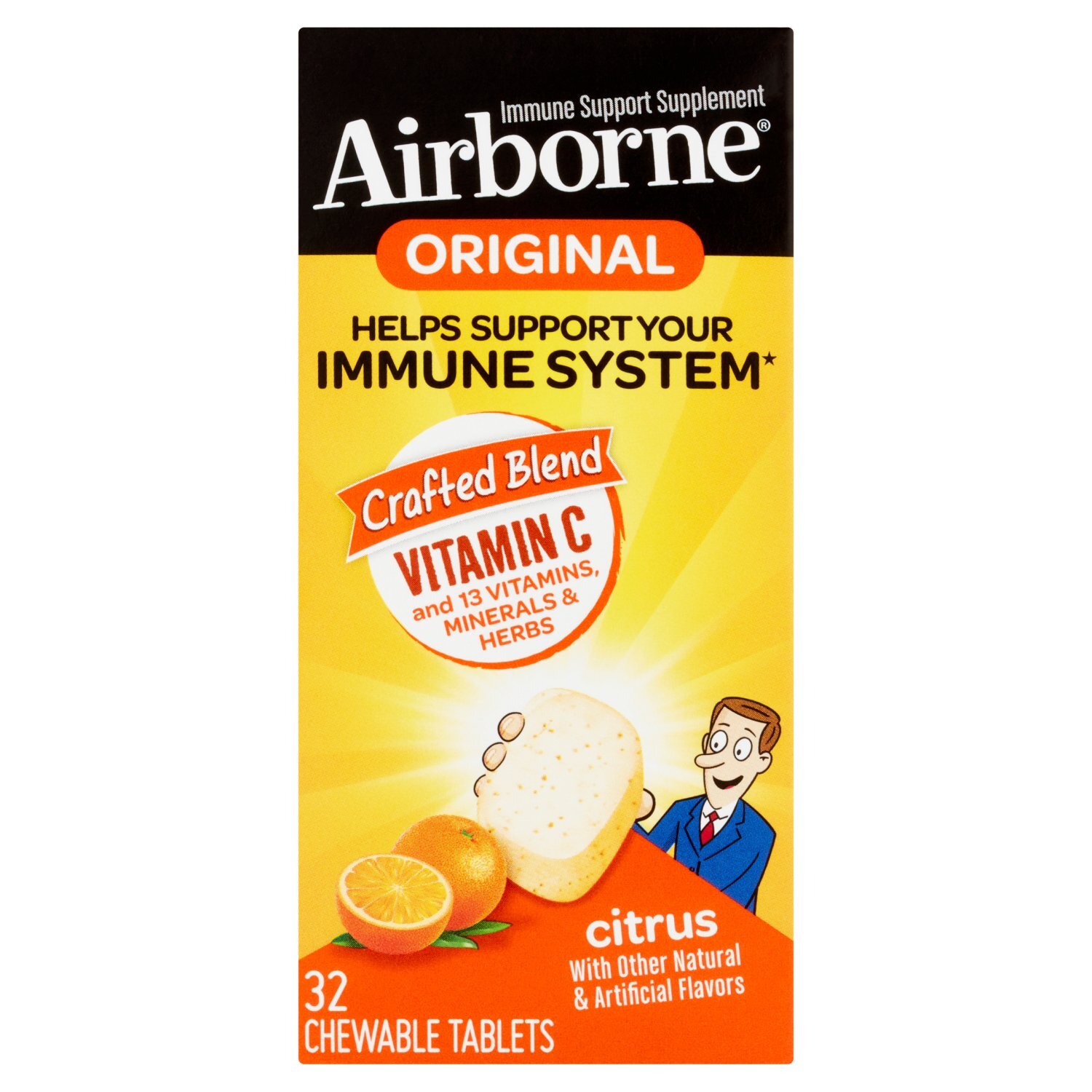 Airborne Original Citrus Chewable Tablets, 32 count Image 1 of 5