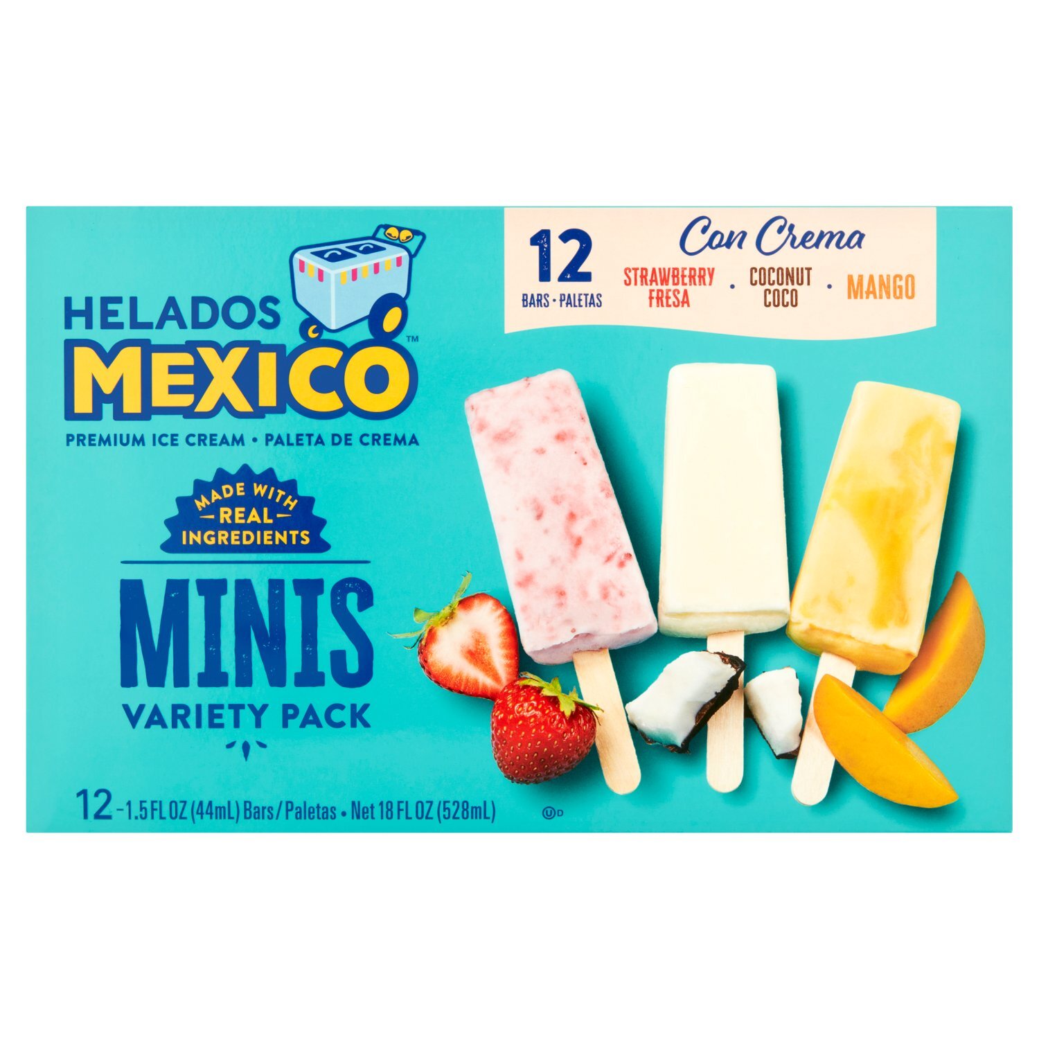 Helados Mexico Minis Premium Ice Cream Variety Pack, 1.5 fl oz, 12