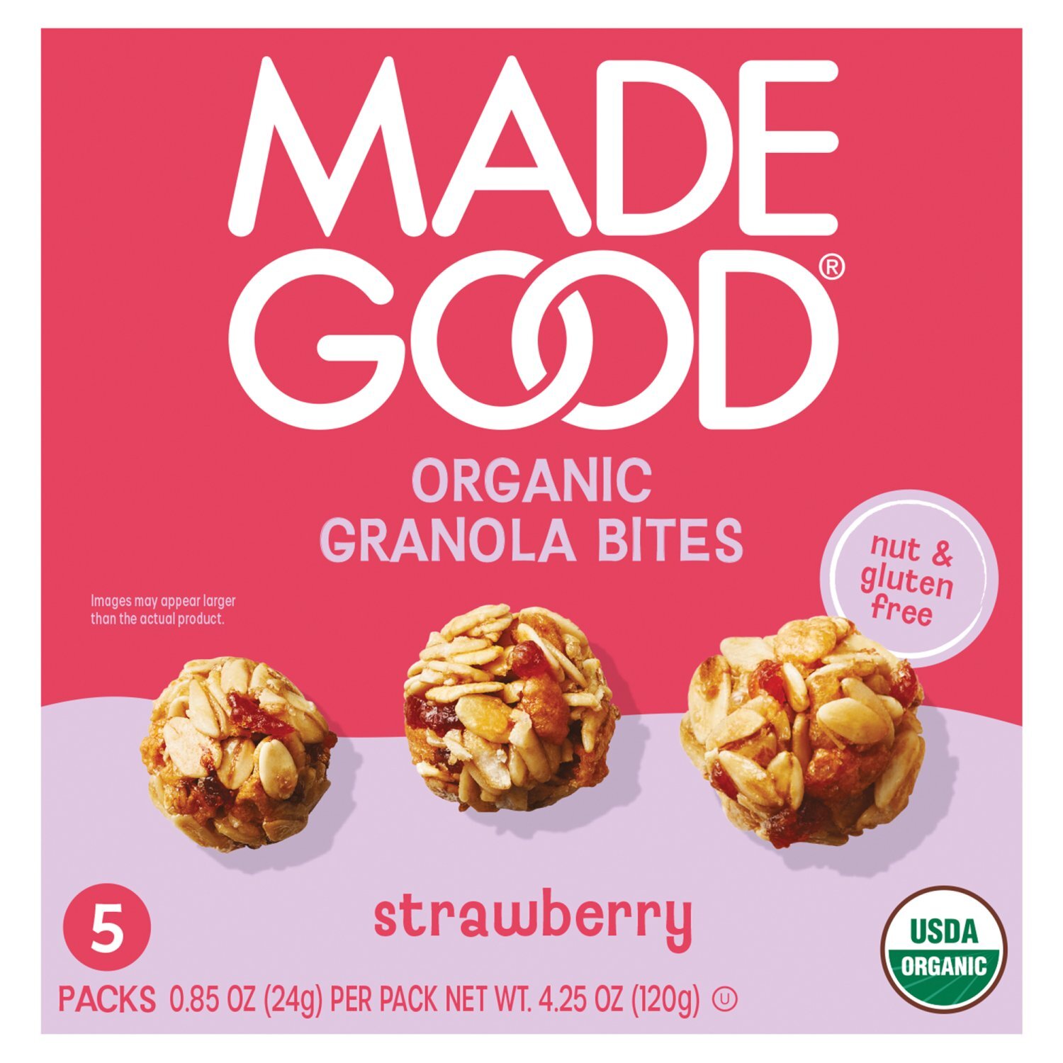 Made Good Strawberry Organic Granola Bites, 0.85 oz, 5 count Image 1 of 14