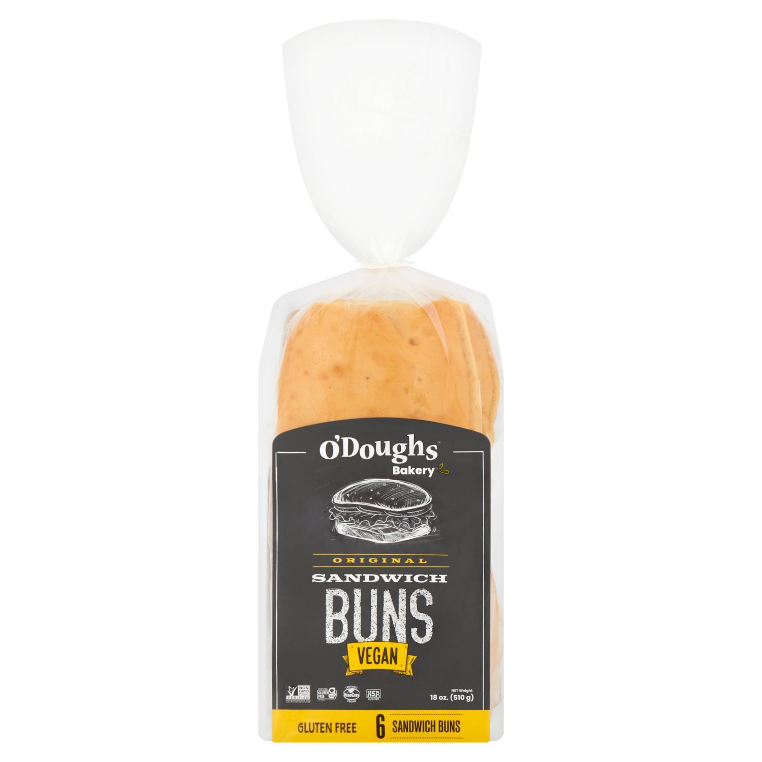 O'Doughs Bakery Original Vegan Gluten Free Sandwich Buns, 6 count, 18 oz Image 1 of 6