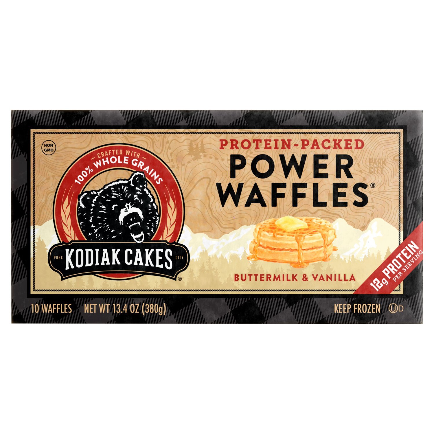 Kodiak Cakes Power Waffles Buttermilk & Vanilla Waffles, 10 count, 13.4 oz Image 1 of 5