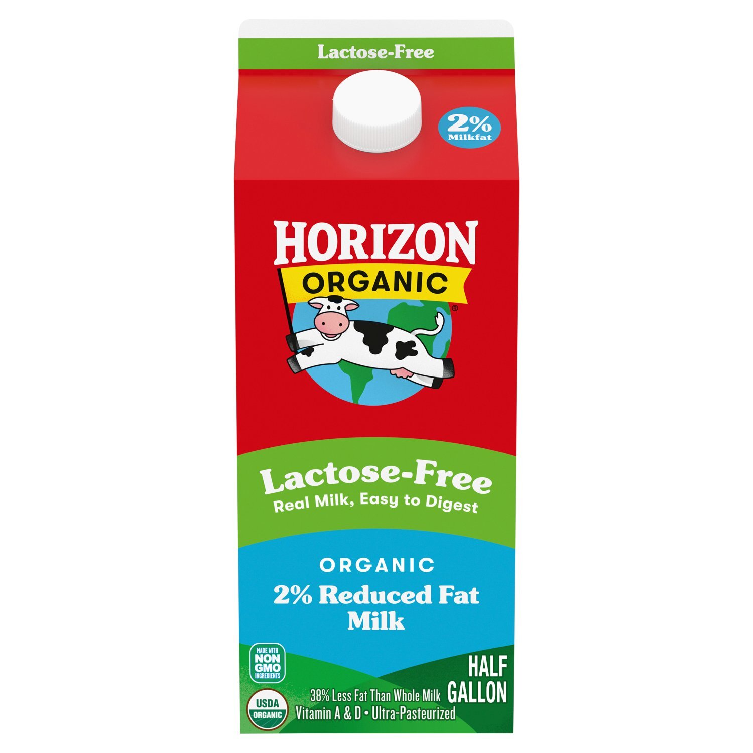 Horizon Organic Lactose Free 2% Reduced Fat Milk, 64 fl oz Half
