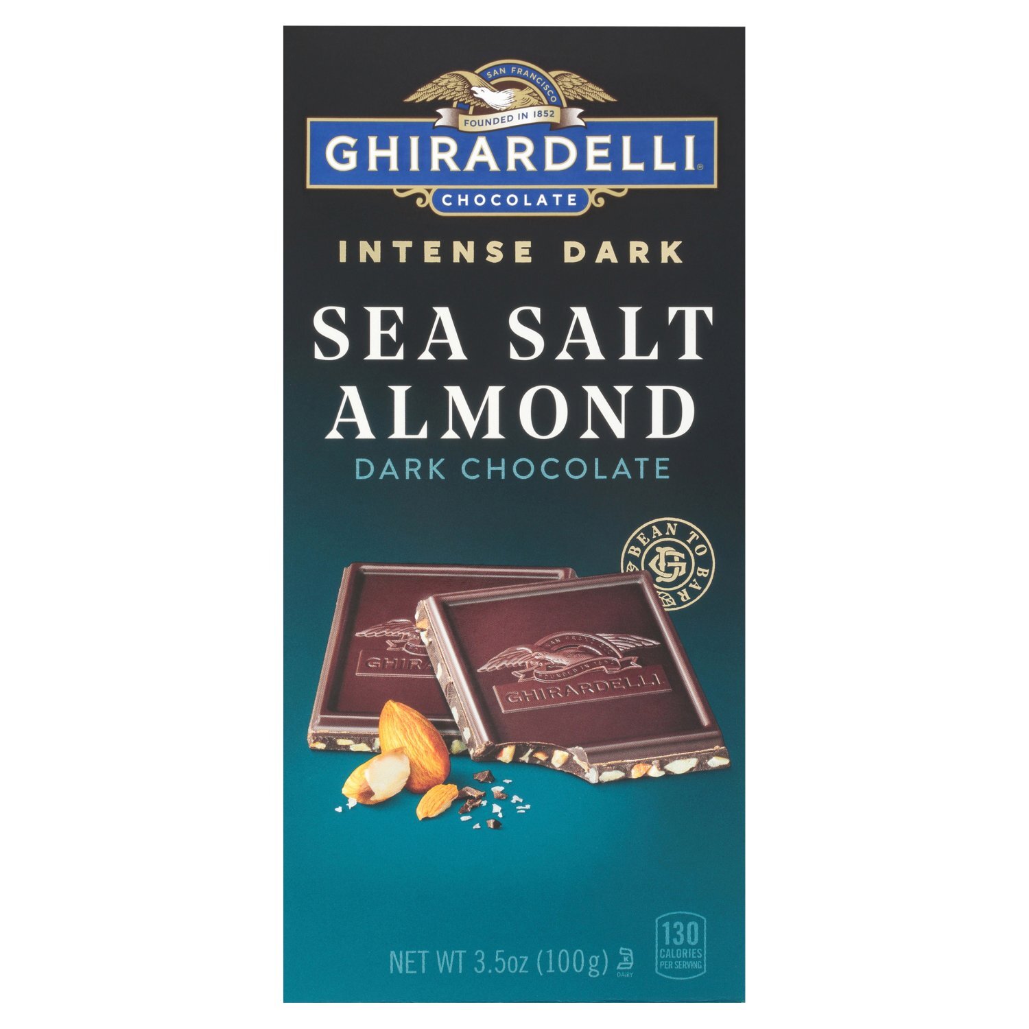 GHIRARDELLI Intense Dark Chocolate Bar, Sea Salt Almond, 3.5 Oz Bar Image 1 of 6