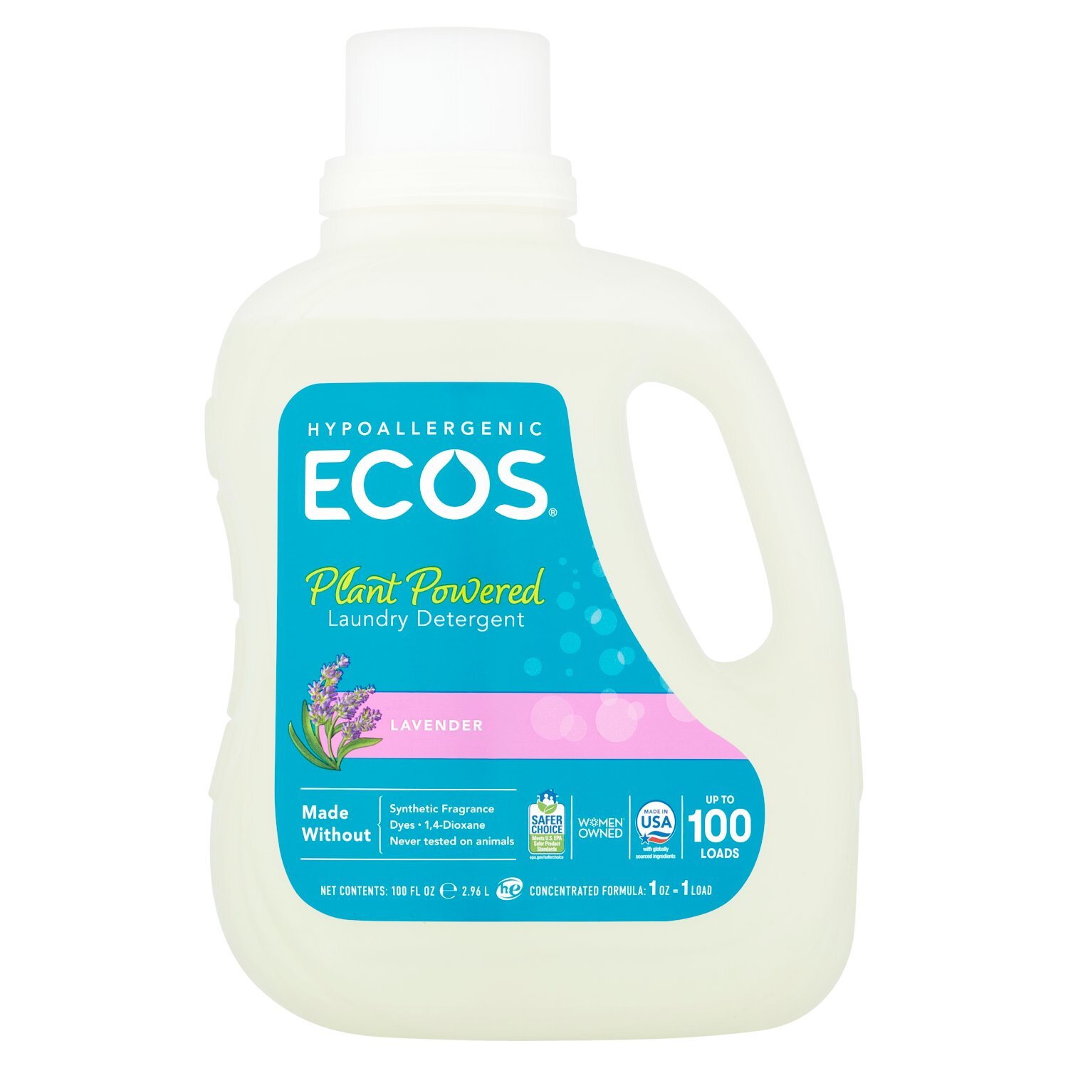 Ecos Lavender Plant Powered Laundry Detergent, 100 loads, 100 fl oz Image 1 of 6
