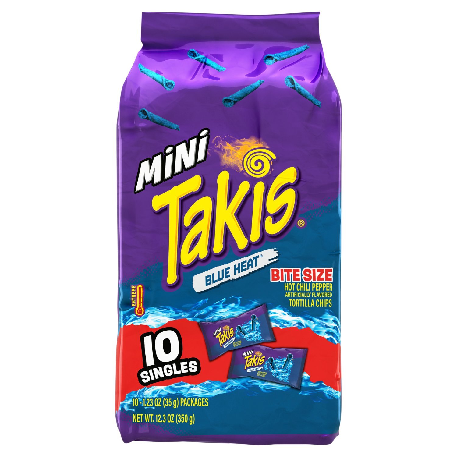 Takis Blue Heat Mini Hot Chili Pepper Tortilla Chips Bite Size