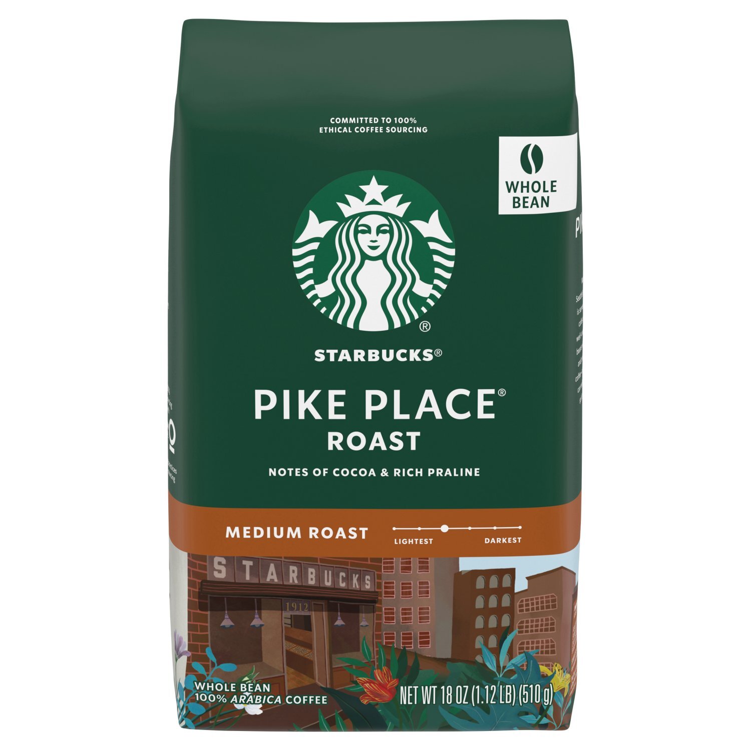Starbucks Pike Place Medium Roast Whole Bean Coffee, 18 oz - Fairway