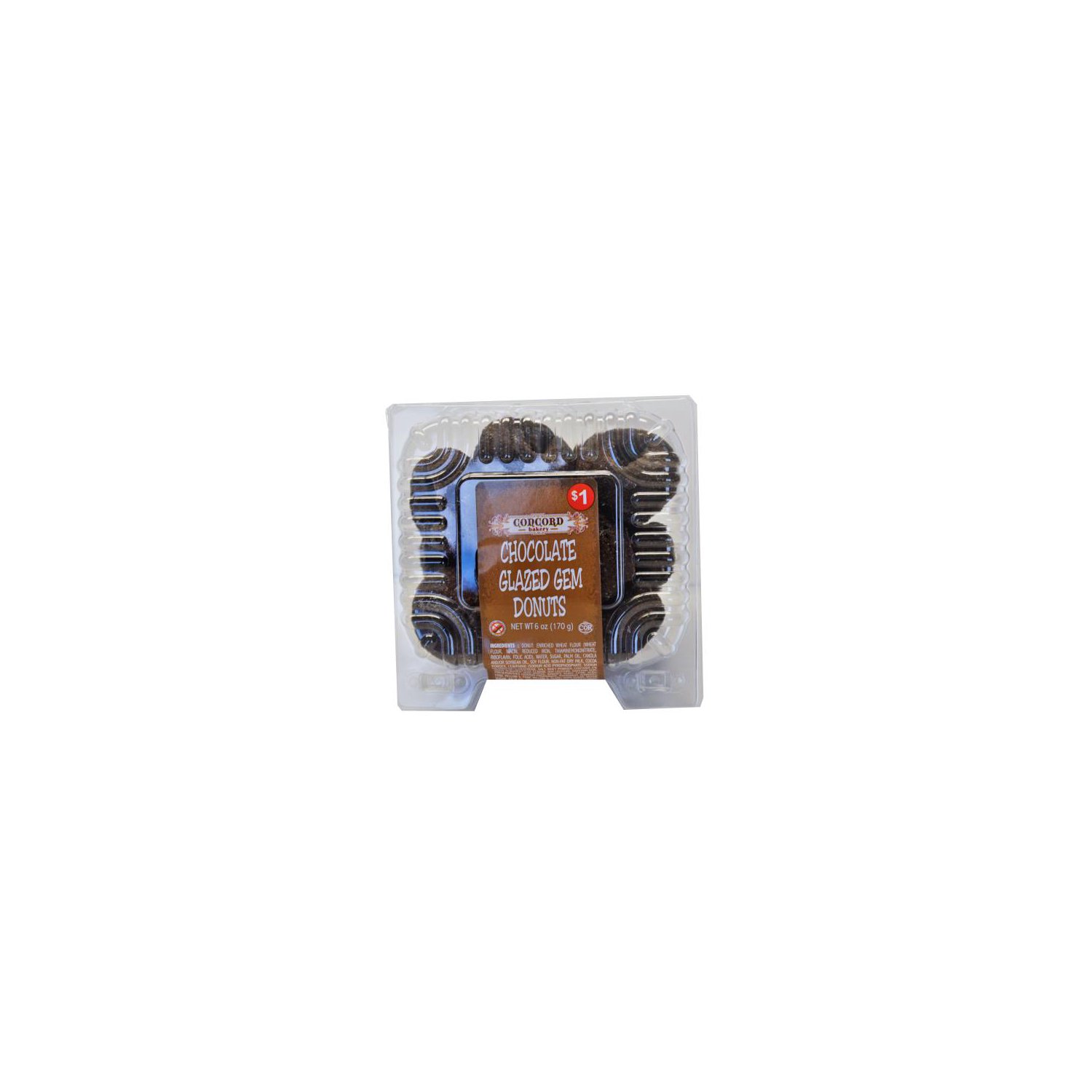 Concord Bakery Chocolate Glazed Gem Donuts, 6 oz