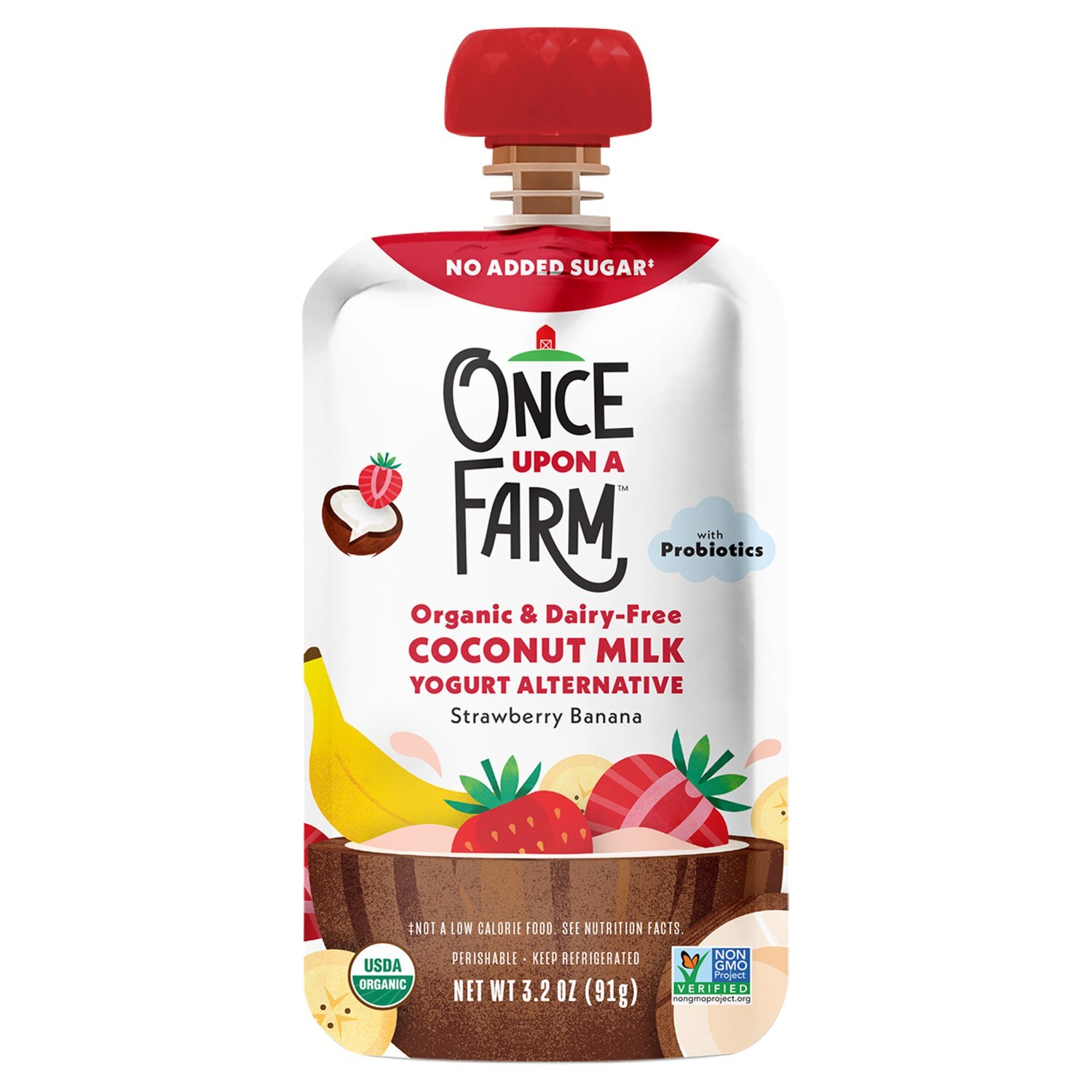 Once Upon a Farm Organic & Dairy-Free Strawberry Banana Coconut Milk Yogurt Alternative, 3.2 oz Image 1 of 4
