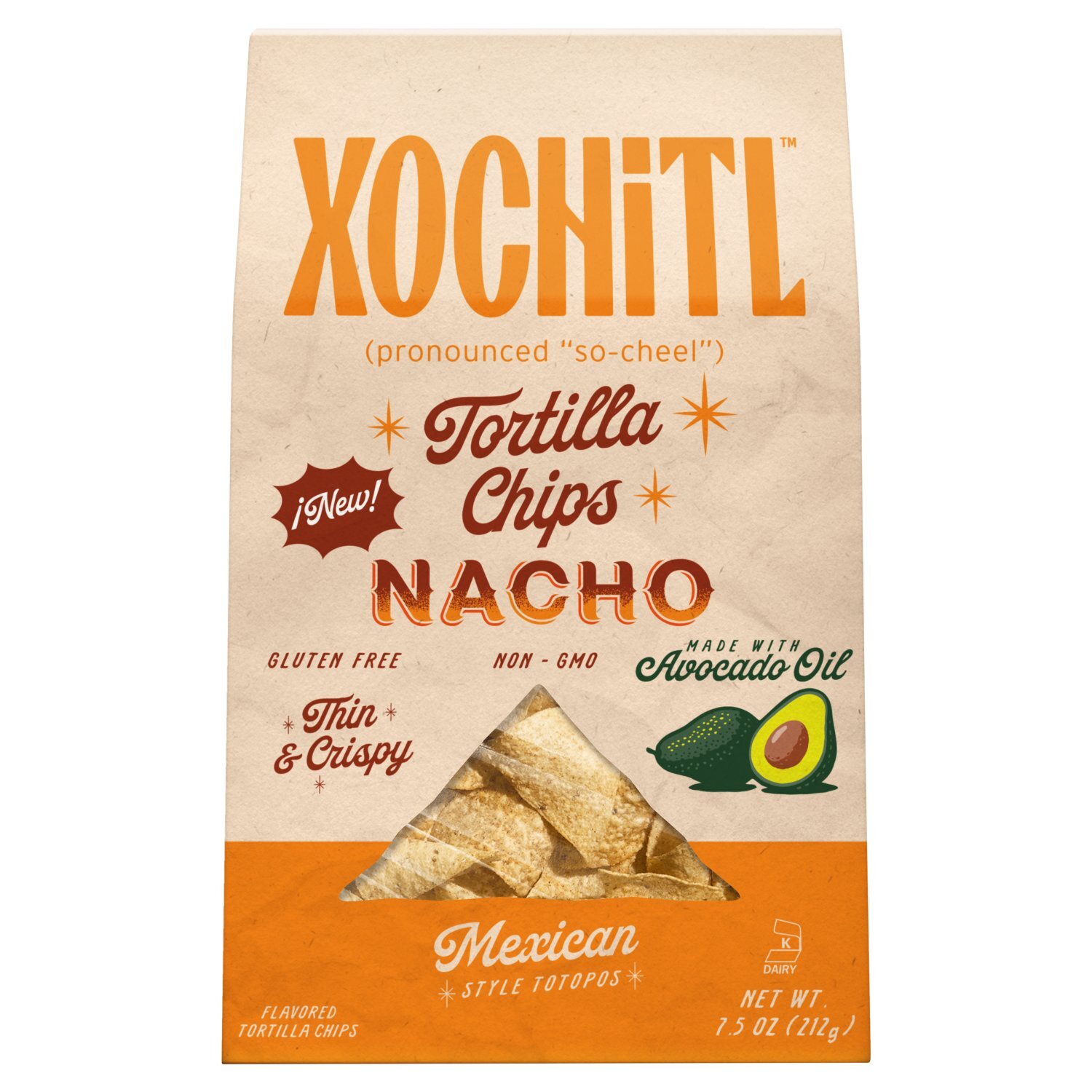 Xochitl Nacho Mexican Style Totopos Flavored Tortilla Chips, 7.5