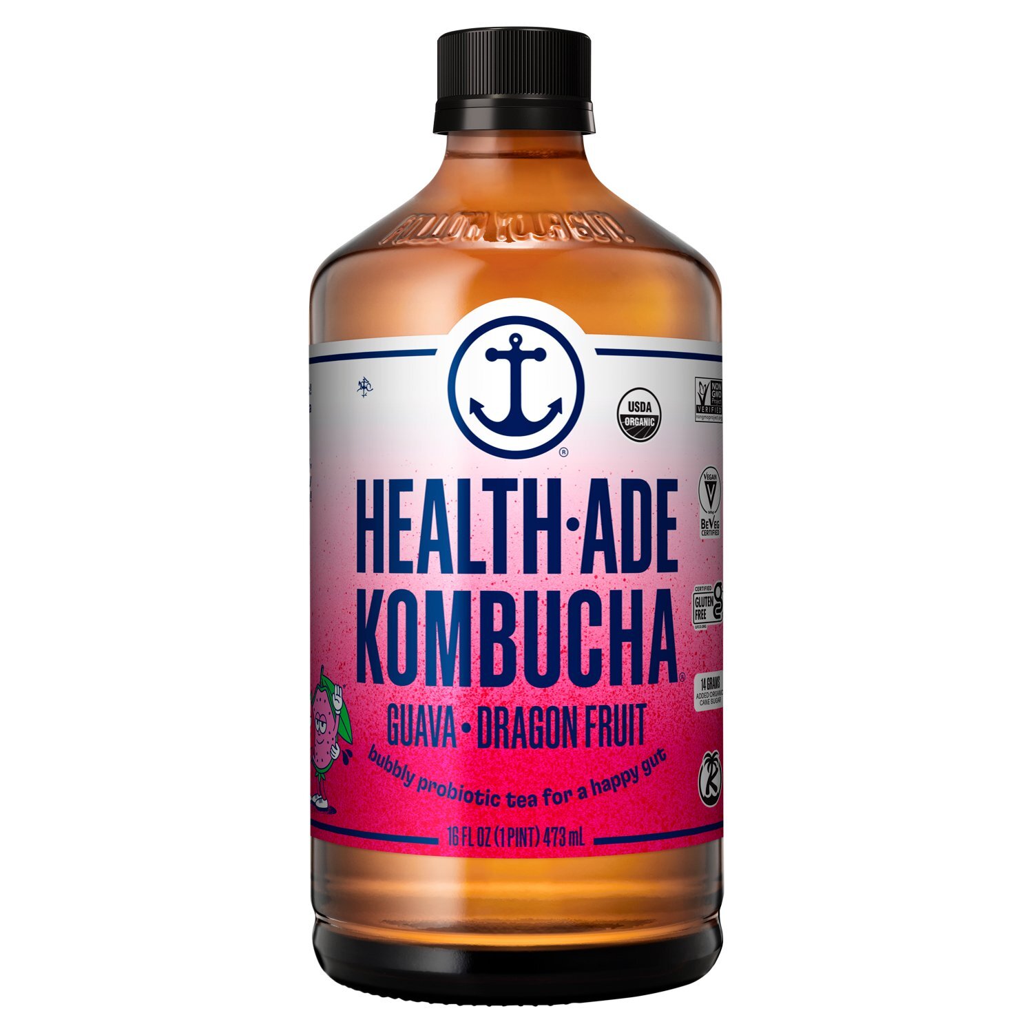 Health-Ade Kombucha Guava-Dragon Fruit Bubbly Probiotic Tea, 16 fl