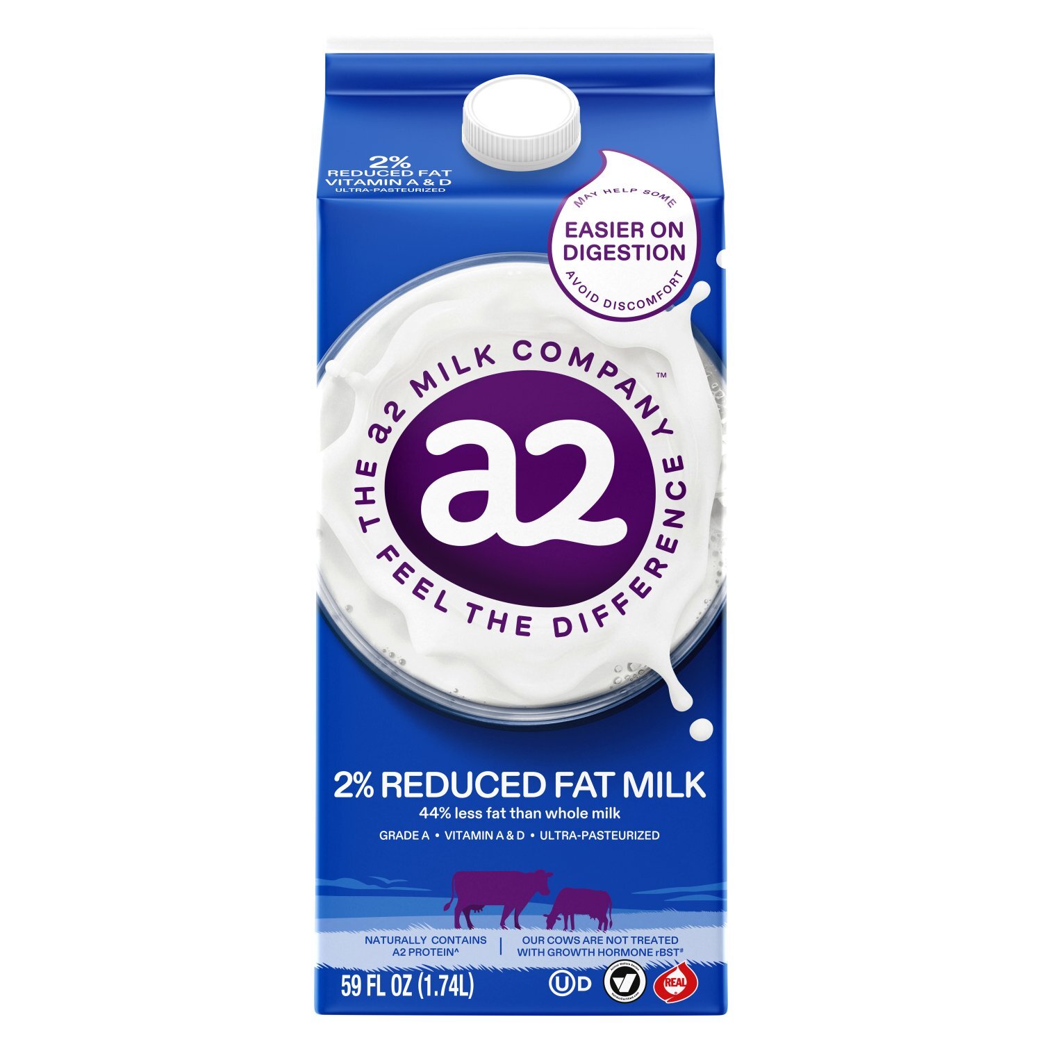 The a2 Milk Company a2 2% Reduced Fat Milk, 59 fl oz Image 1 of 7