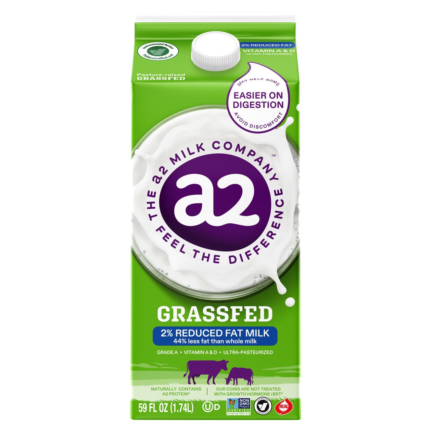 The A2 Milk Company Grassfed 2% Reduced Fat Milk, 59 fl oz Image 1 of 7