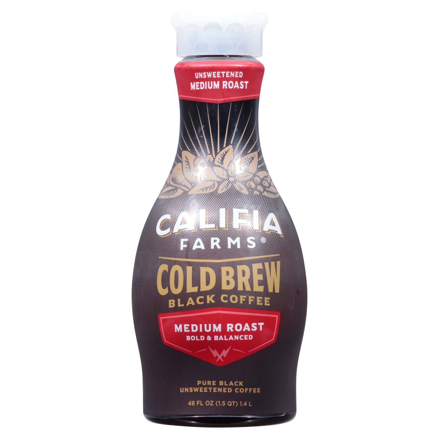 CALIFIA FARMS Unsweetened Medium Roast Pure Cold Brew Black Coffee, 48 fl oz Image 1 of 6