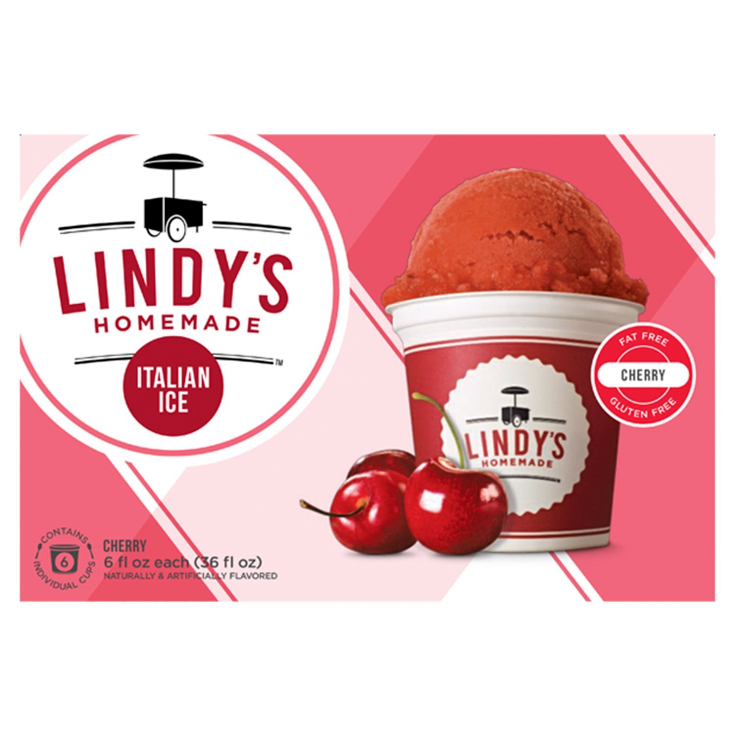 Lindy's Homemade Cherry Italian Ice, 6 fl oz, 6 count - Price Rite