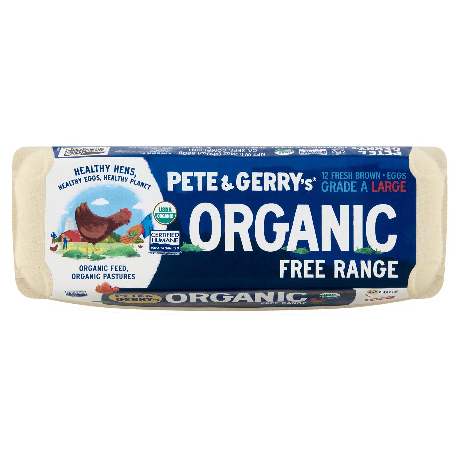 Pete and Gerry's Organic Free Range Fresh Brown Large Eggs, 12