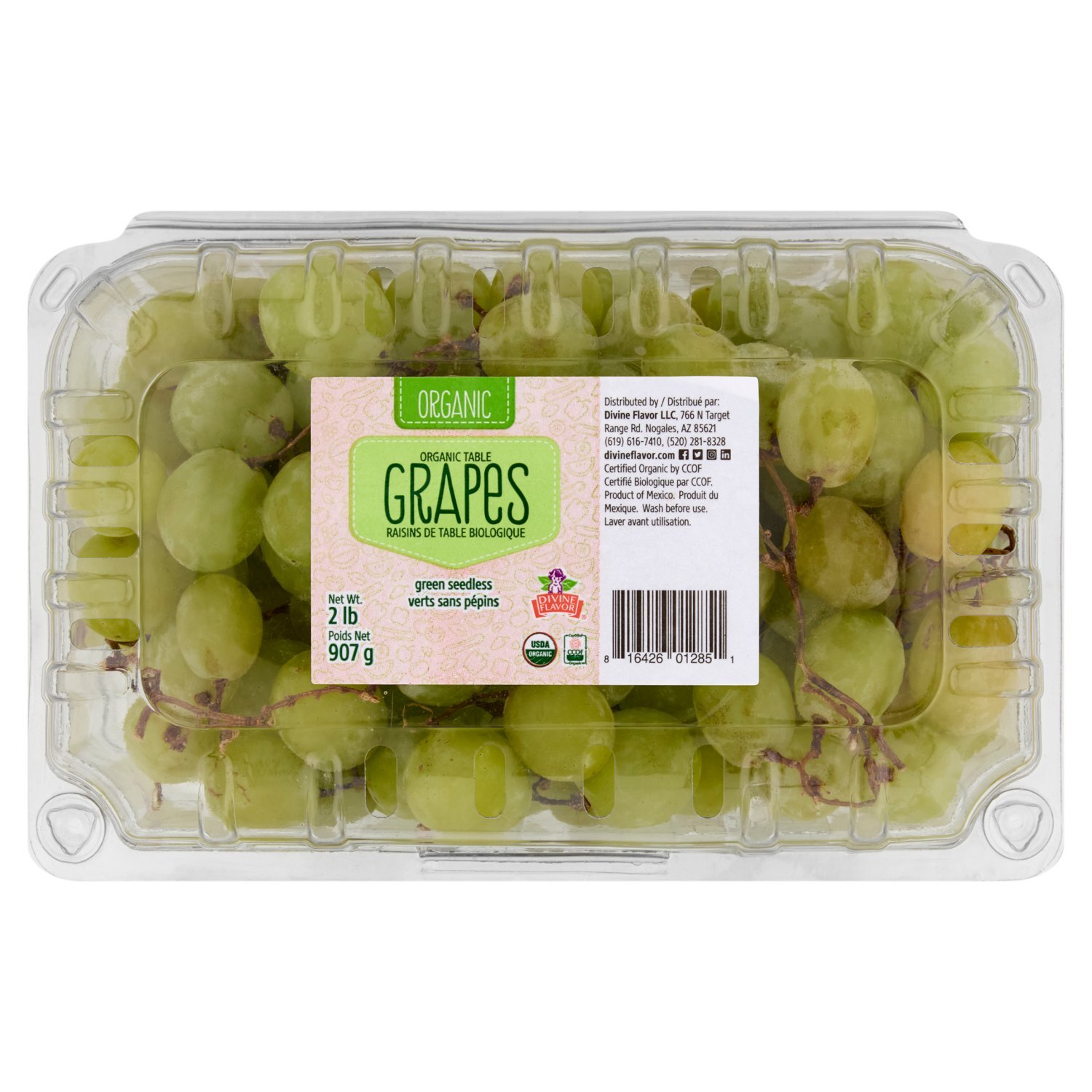 Divine Flavor Organic Table Green Seedless Grapes, 2 lbs - Fairway