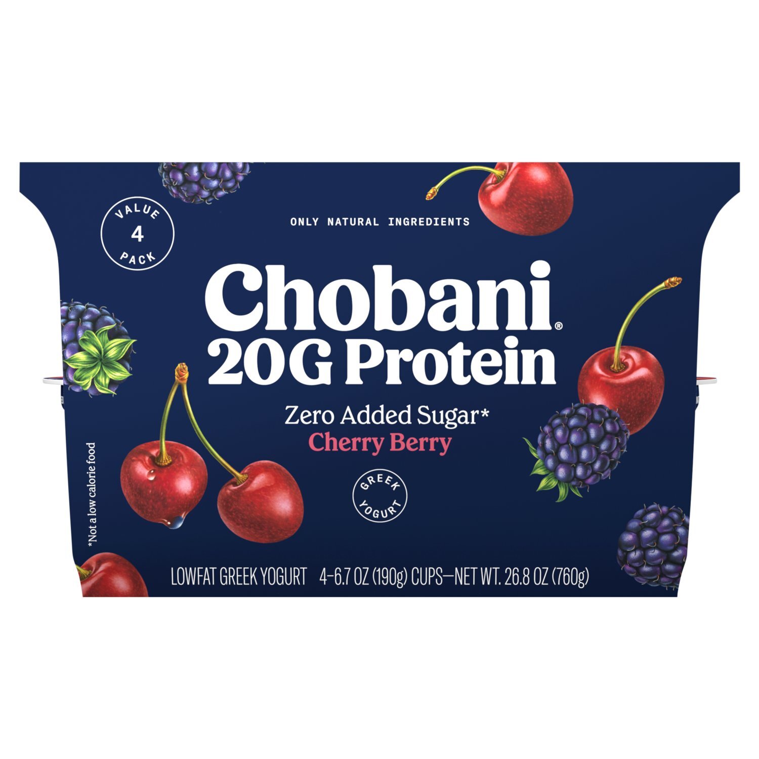 Chobani 20g Protein Cherry Berry Lowfat Greek Yogurt, 6.7 oz, 4