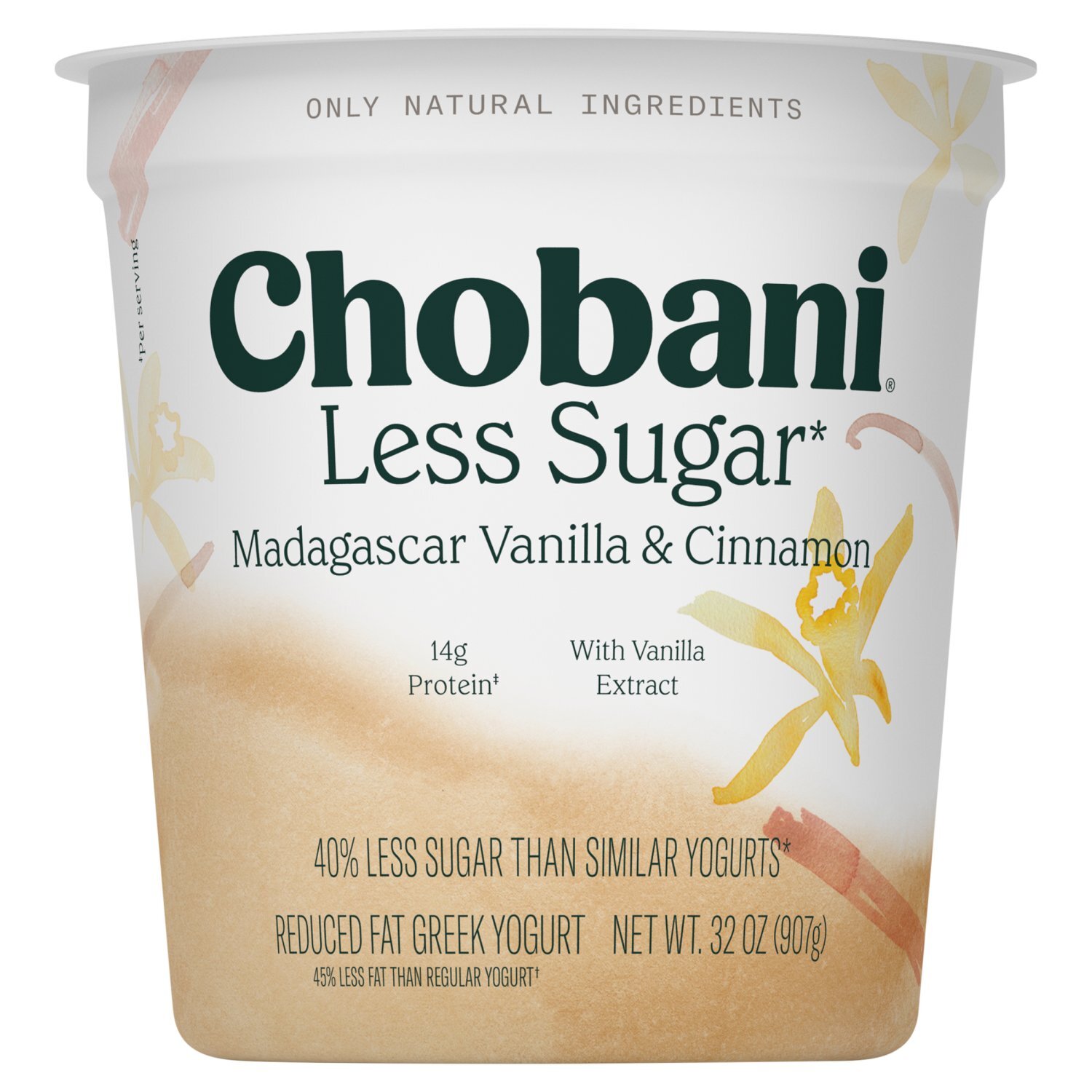 Chobani Madagascar Vanilla & Cinnamon Less Sugar Reduced Fat Greek