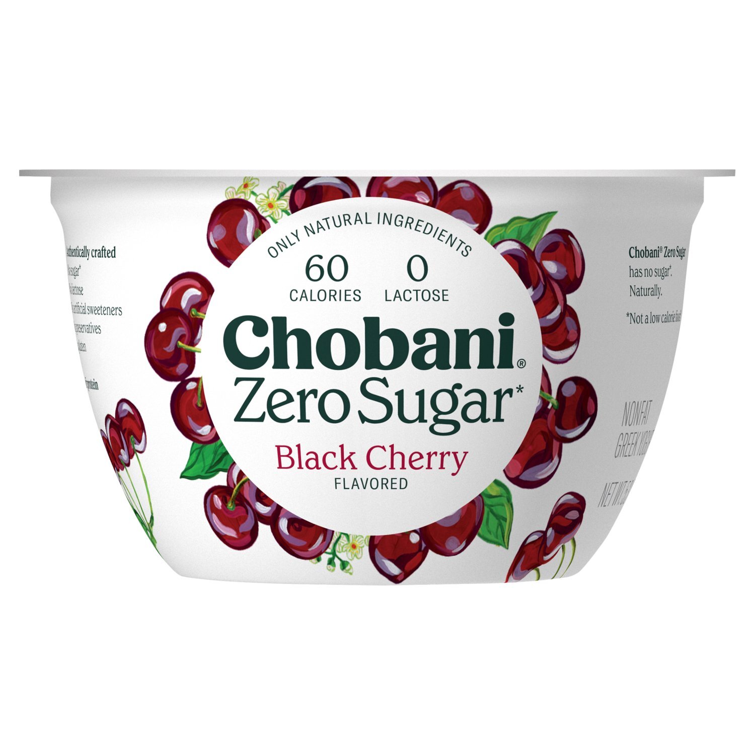 Chobani Zero Sugar Black Cherry Flavored Nonfat Greek Yogurt, 5.3