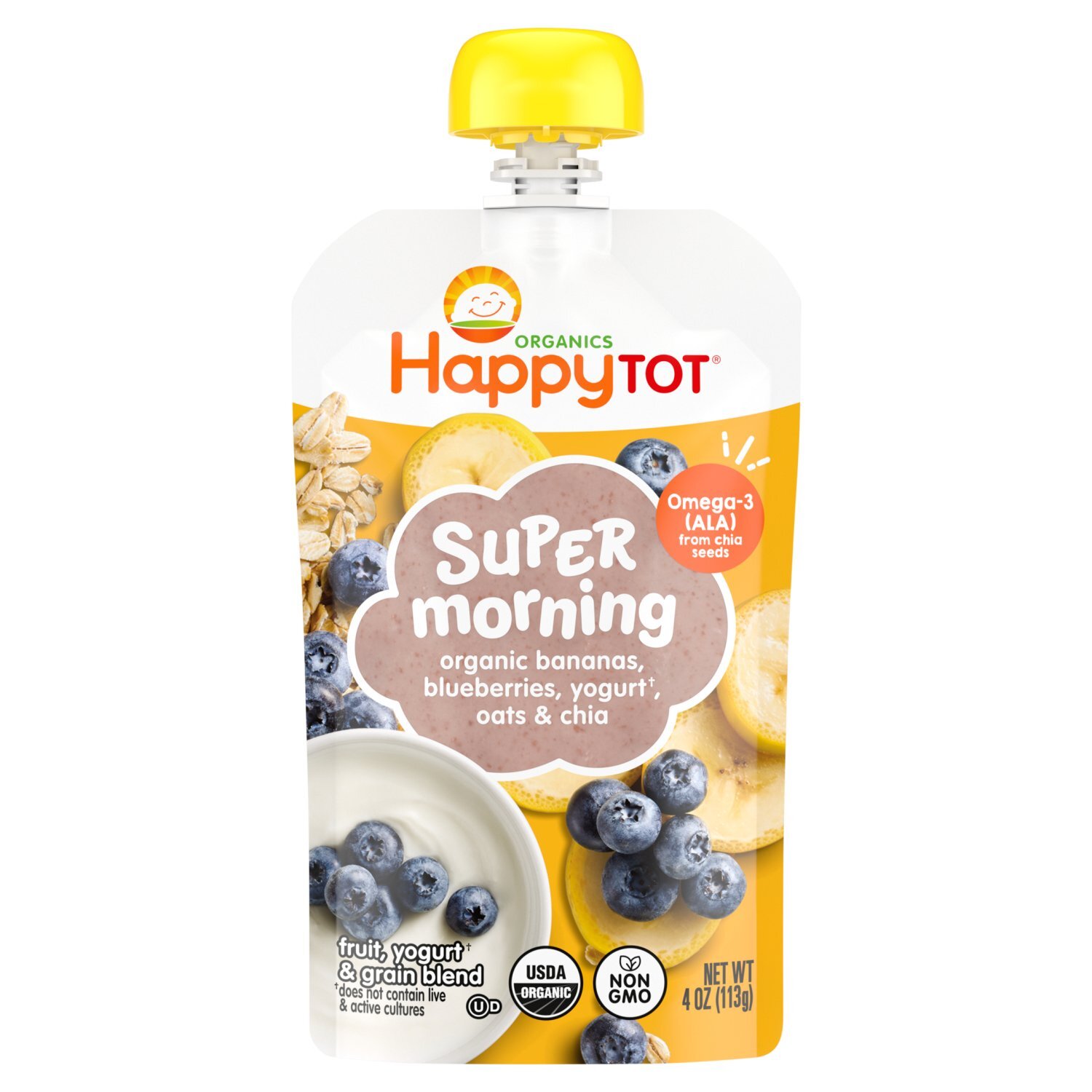 Happy Tot Organics Super Morning Fruit, Yogurt & Grain Blend Baby Food, 4 oz Image 1 of 8