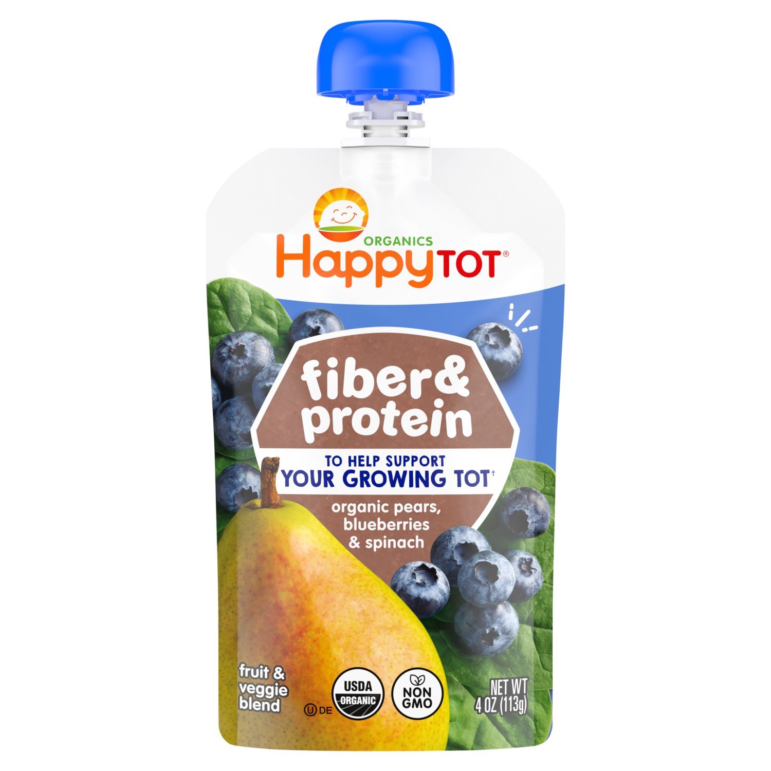 Happy Tot Organics Fiber & Protein Fruit & Veggie Blend Baby Food, 4 oz Image 1 of 8