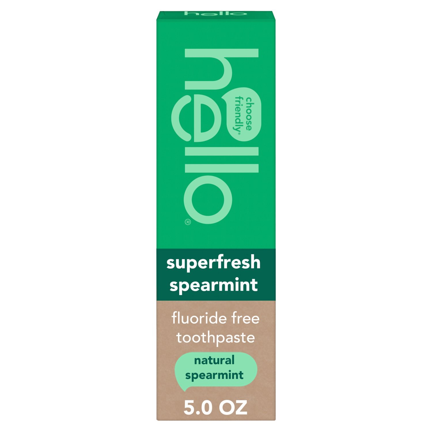Hello Natural Superfresh Spearmint Fluoride Free Toothpaste, 5.0