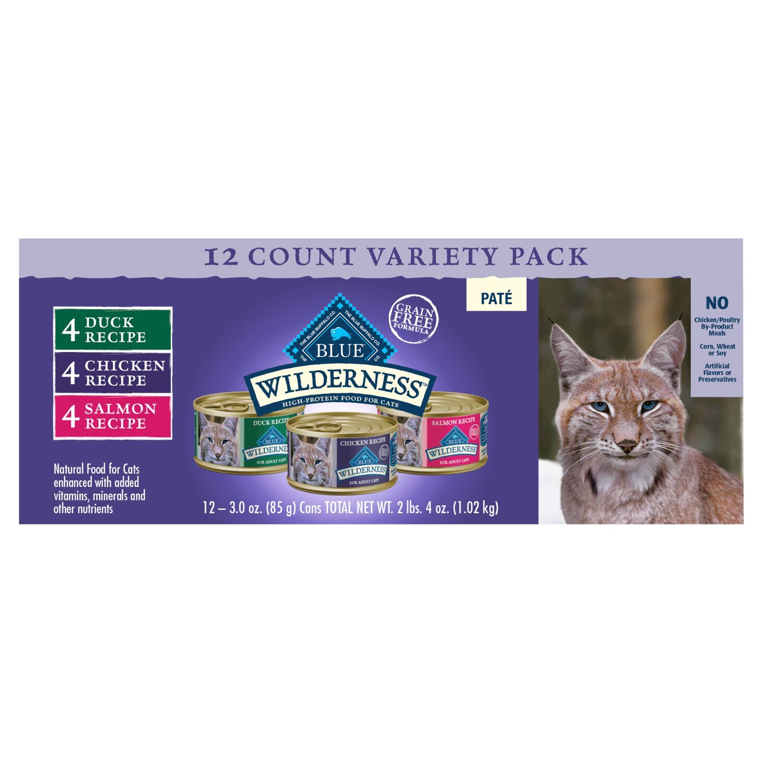  The Blue Buffalo Co. Blue Wilderness Paté Natural Food for Cats Variety Pack, 3.0 oz, 12 count Image 1 of 4