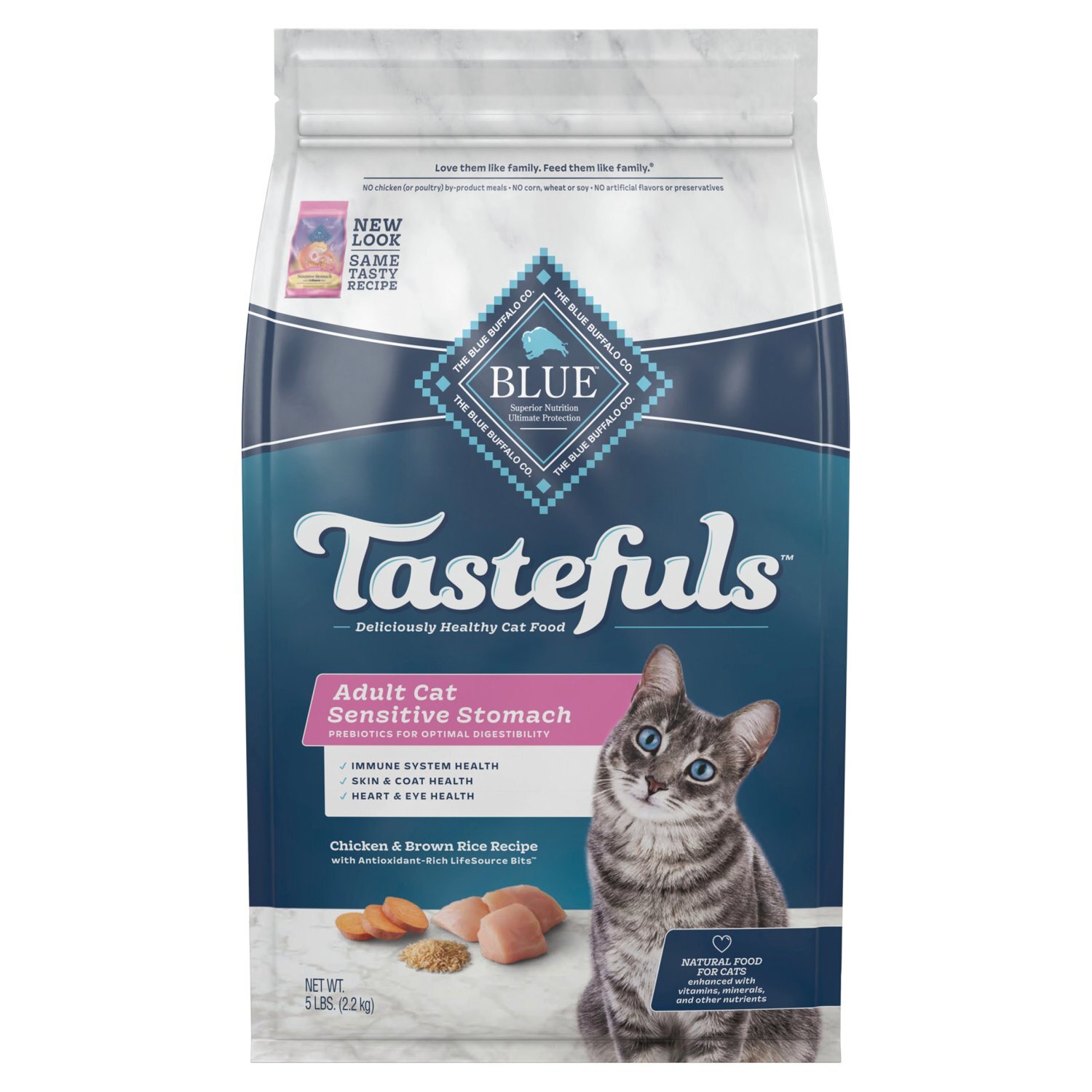The Blue Buffalo Co. Blue Tastefuls Chicken & Brown Rice Recipe Natural Food for Cats, Adult, 5 lbs Image 1 of 12