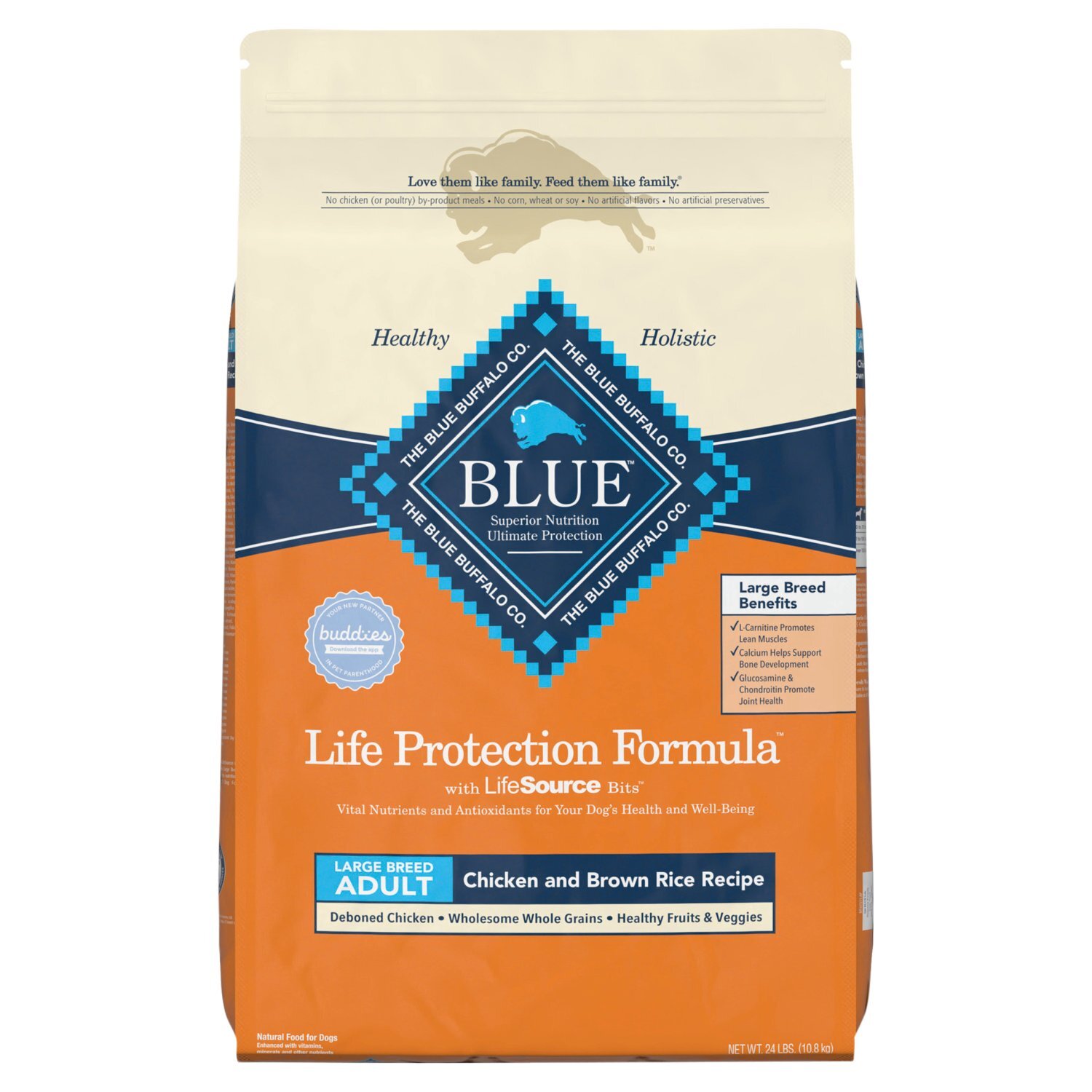 The Blue Buffalo Co. Blue Life Protection Formula Natural Food for Dogs, Large Breed Adult, 24 lbs Image 1 of 12