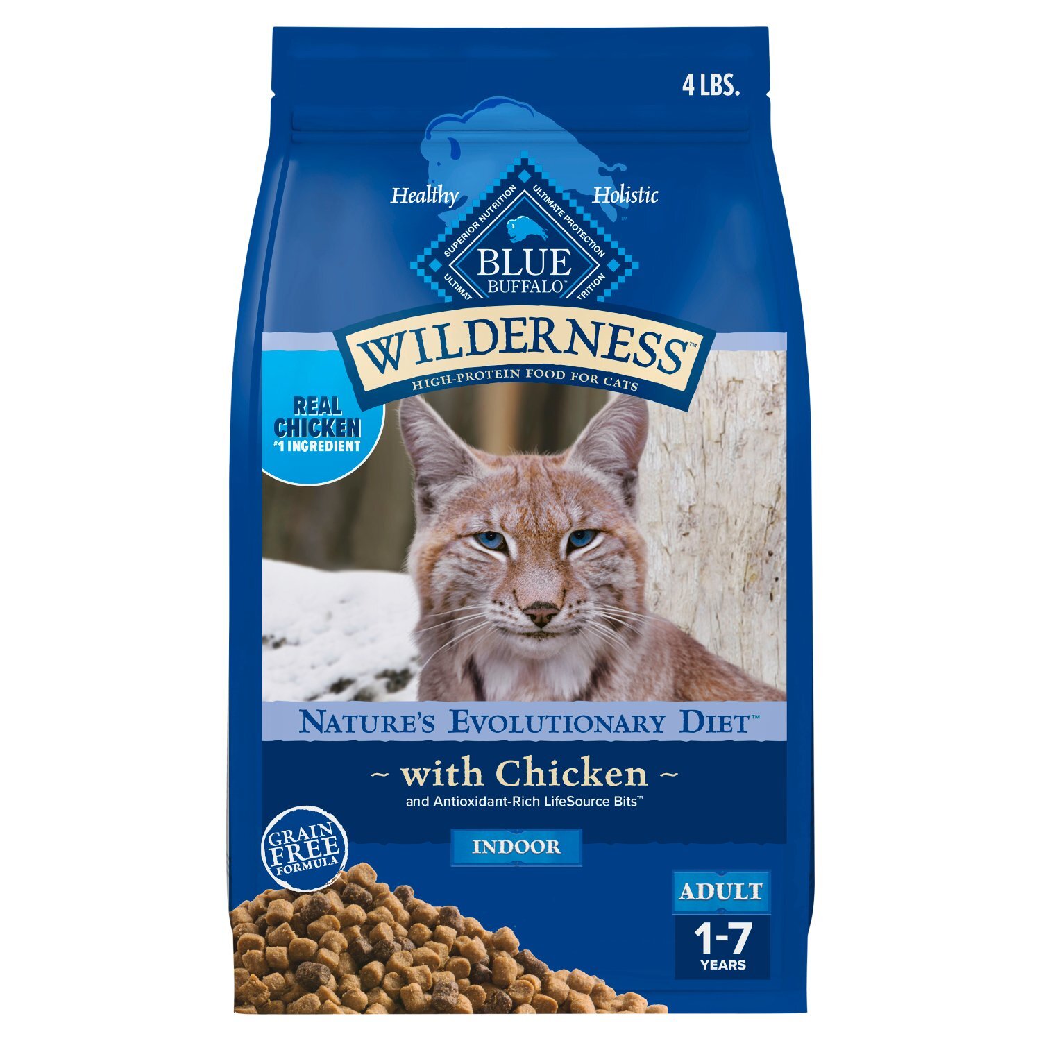 Blue Buffalo Wilderness Indoor High-Protein Food for Cats with Chicken, Adult 1-7 Years, 4 lbs Image 1 of 6