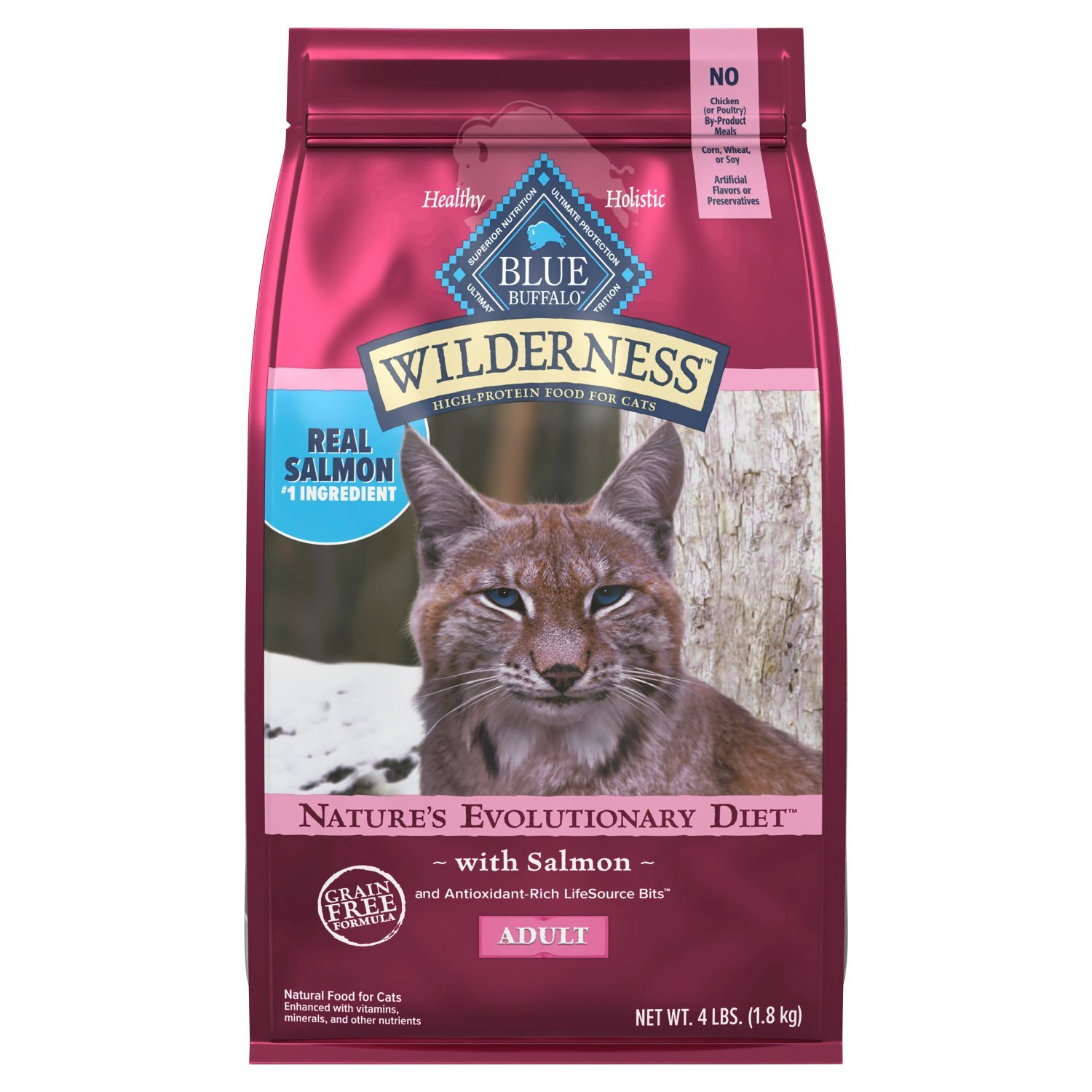 Blue Buffalo Wilderness High-Protein Natural Food for Cats with Salmon, Adult, 4 lbs Image 1 of 5