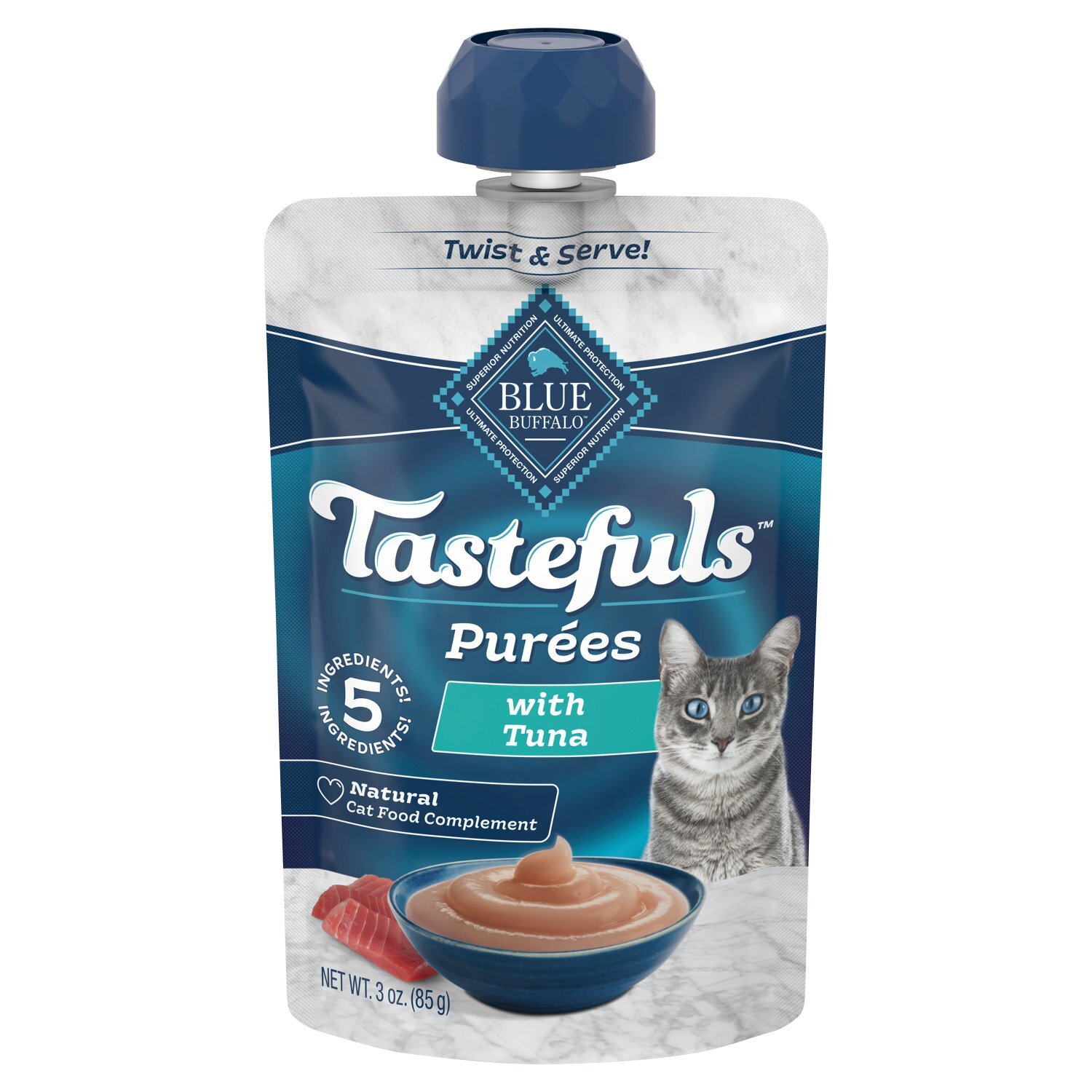 Blue Buffalo Tastefuls Purées with Tuna Natural Cat Food Complement, 3 oz Image 1 of 5