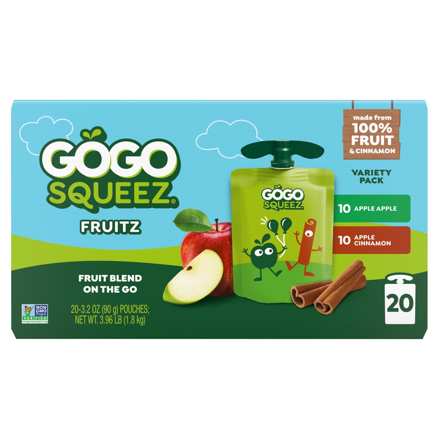 GoGo squeeZ No Sugar Added Apple Cinnamon & Apple Applesauce