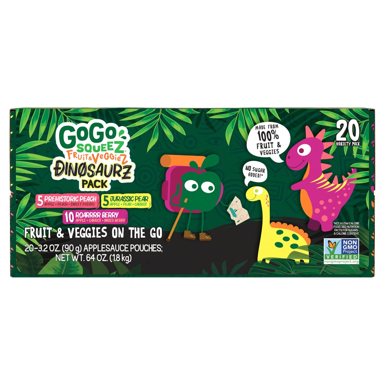 GoGo squeeZ Fruit & VeggieZ No Sugar Added Dino Variety Applesauce