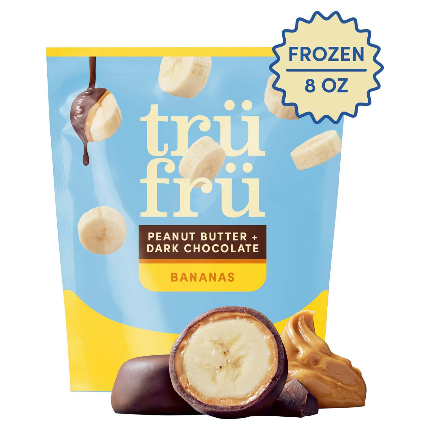 Trü Frü Peanut Butter + Dark Chocolate Frozen Fresh Bananas, 8 oz Image 1 of 8