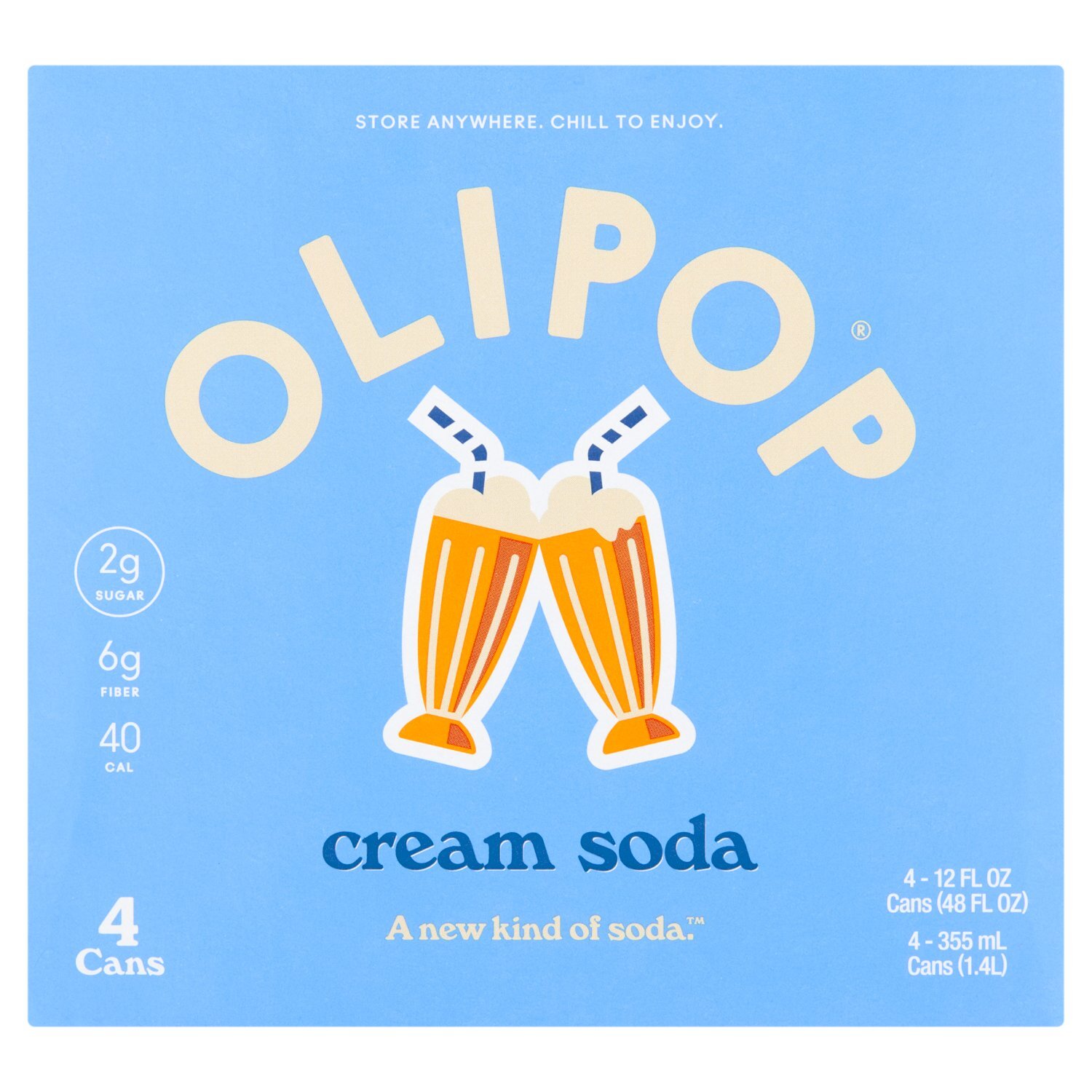 Olipop Cream Soda, 12 fl oz, 4 count - The Fresh Grocer