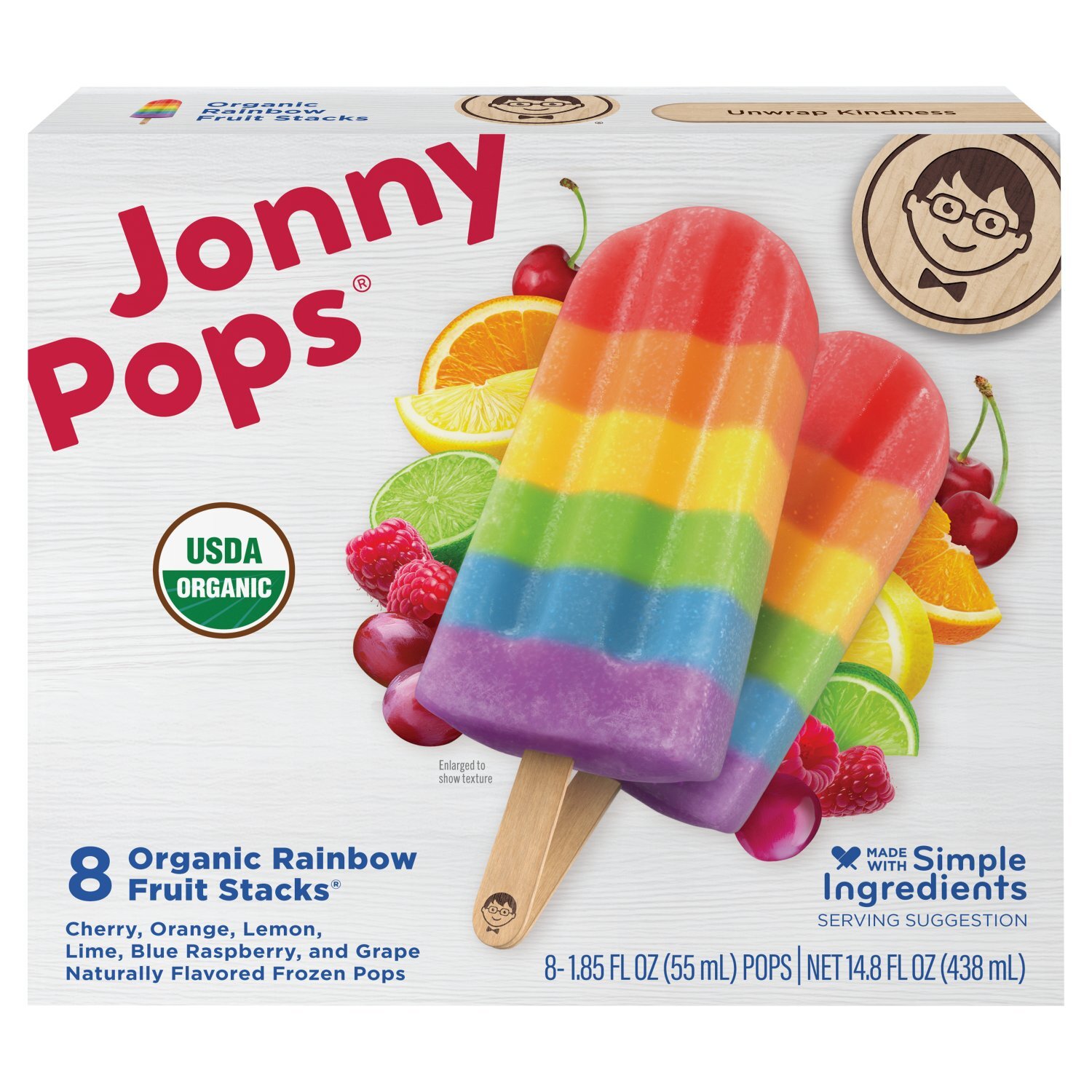JonnyPops Dairy Free Organic Rainbow Fruit Stacks Pops, 1.85 fl oz