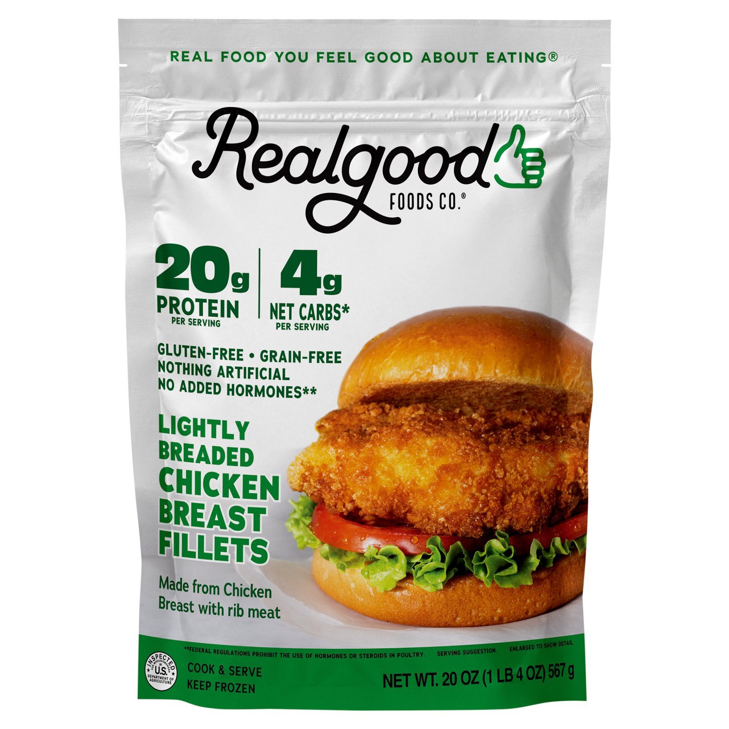 Realgood Foods Co. Lightly Breaded Chicken Breast Fillets, 20 oz Image 1 of 6