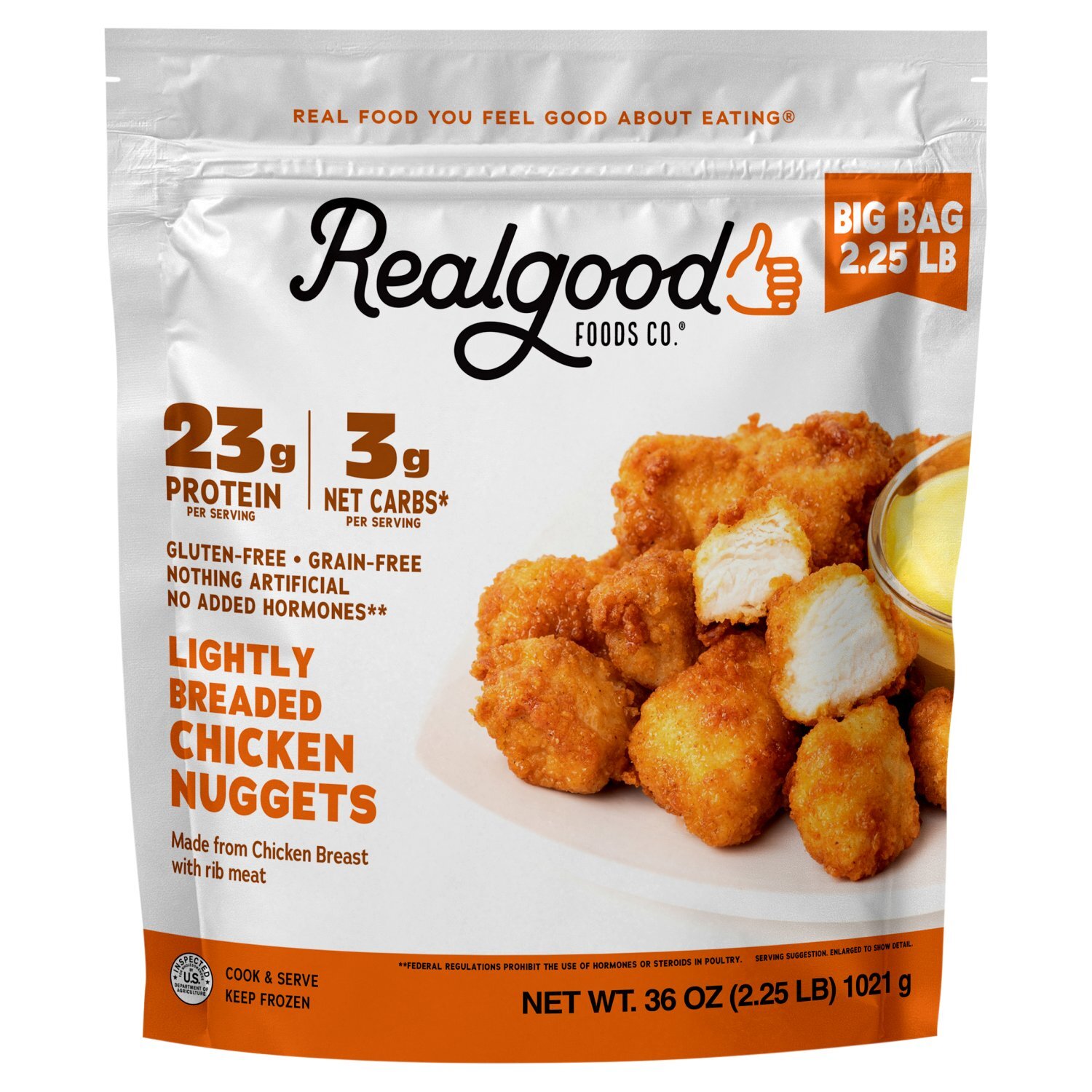 Realgood Foods Co. Lightly Breaded Chicken Nuggets, 36 oz Image 1 of 6