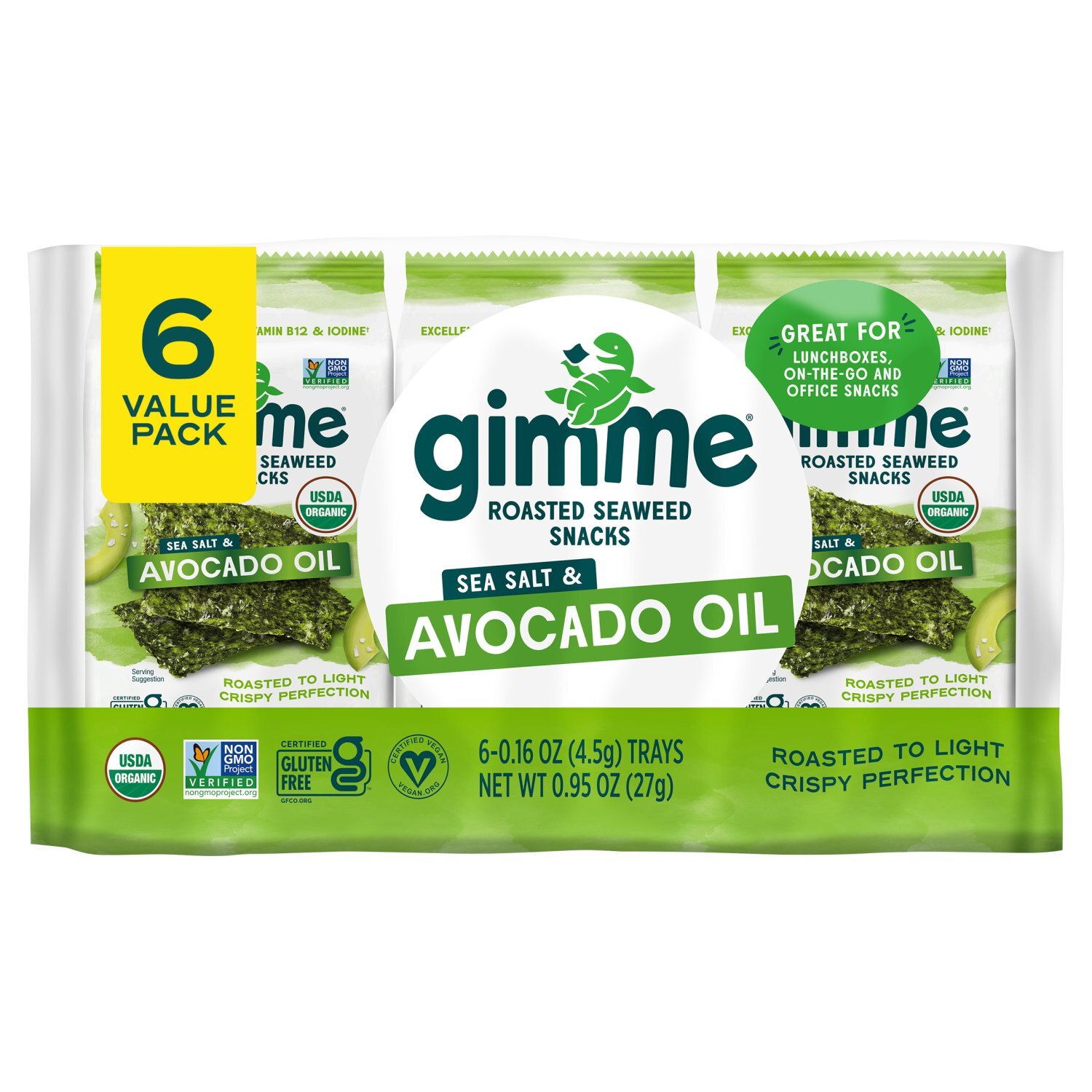 Gimme Sea Salt & Avocado Oil Roasted Seaweed Snacks Value Pack