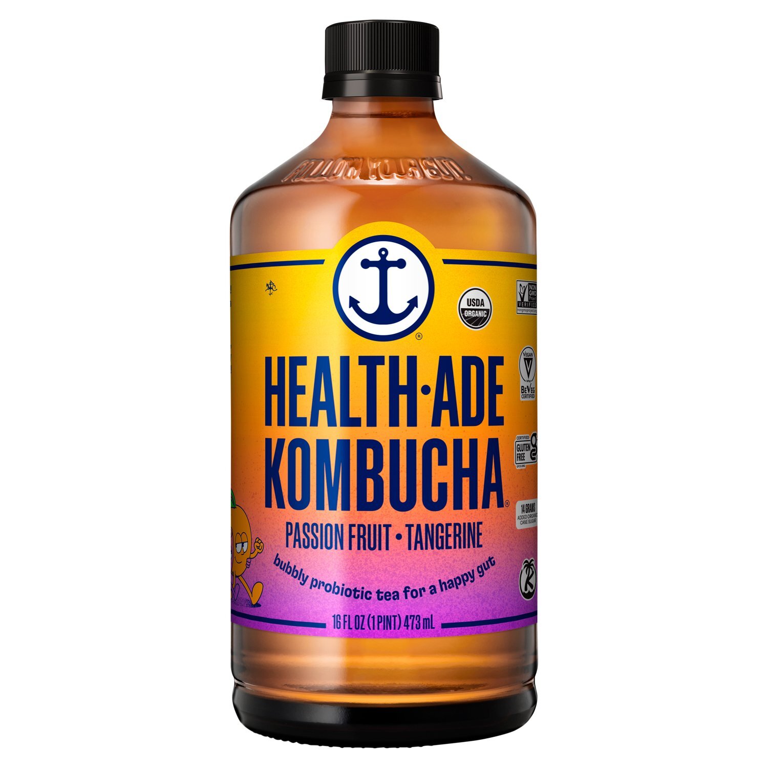 ダイエットサプリ FASHION BODY KOMBUCHA & DIETARY FIBER Health-Ade Kombucha Passion Fruit-Tangerine Bubbly Probiotic Tea