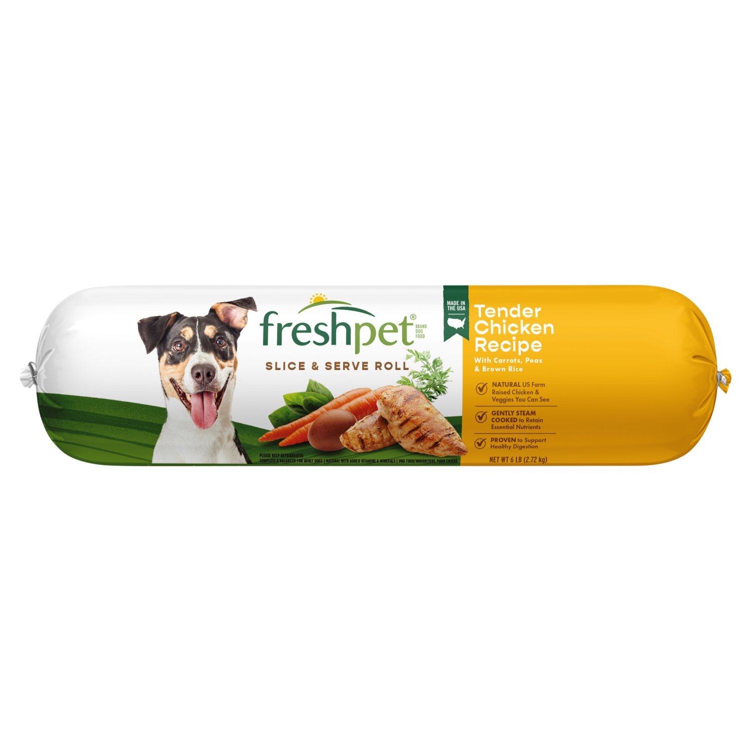 Freshpet Tender Chicken Recipe with Carrots, Peas & Brown Rice Slice & Serve Roll Dog Food, 6 lb Image 1 of 11