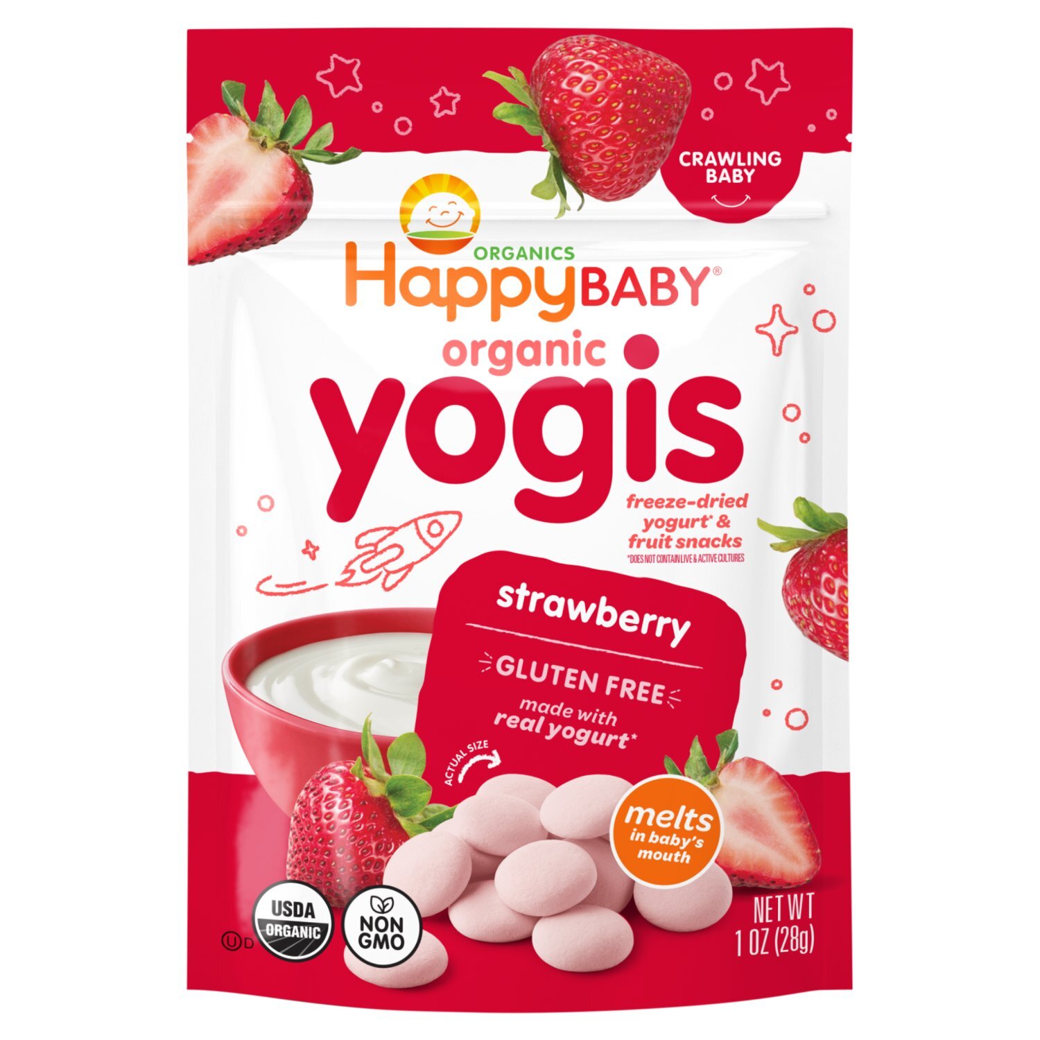 Happy Baby Oragnics Yogis Strawberry Freeze-Dried Yogurt & Fruit