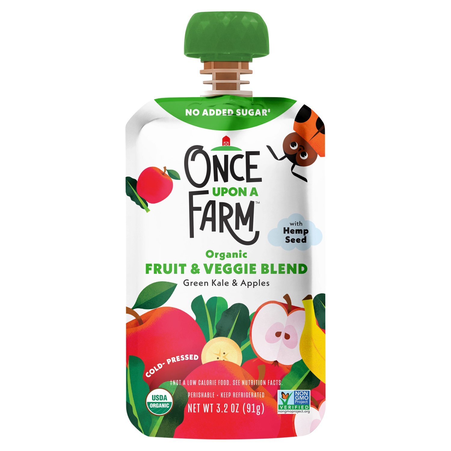 Once Upon A Farm Organic Green Kale & Apples Fruit & Veggie Blend, 3.2 oz Image 1 of 5