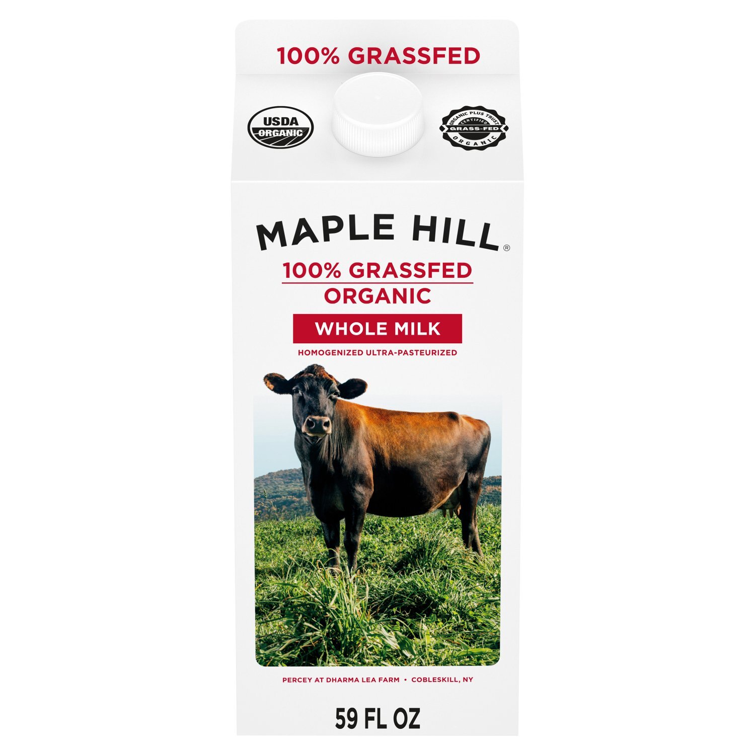 Maple Hill 100% Grassfed Organic Whole Milk, 59 fl oz Image 1 of 8