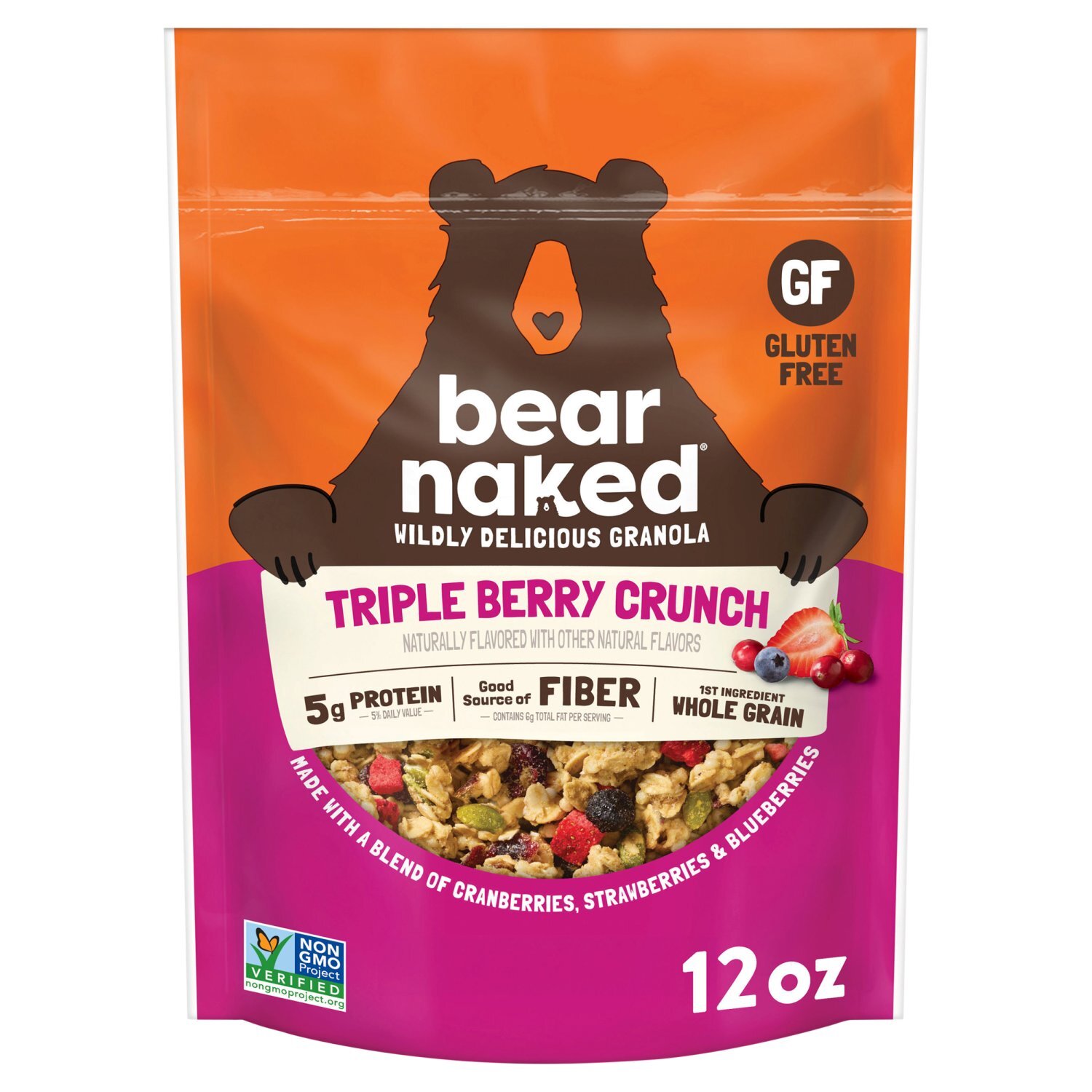Bear Naked Triple Berry Crunch Granola, 5g Protein, Fiber, 12  oz Bag Image 1 of 11