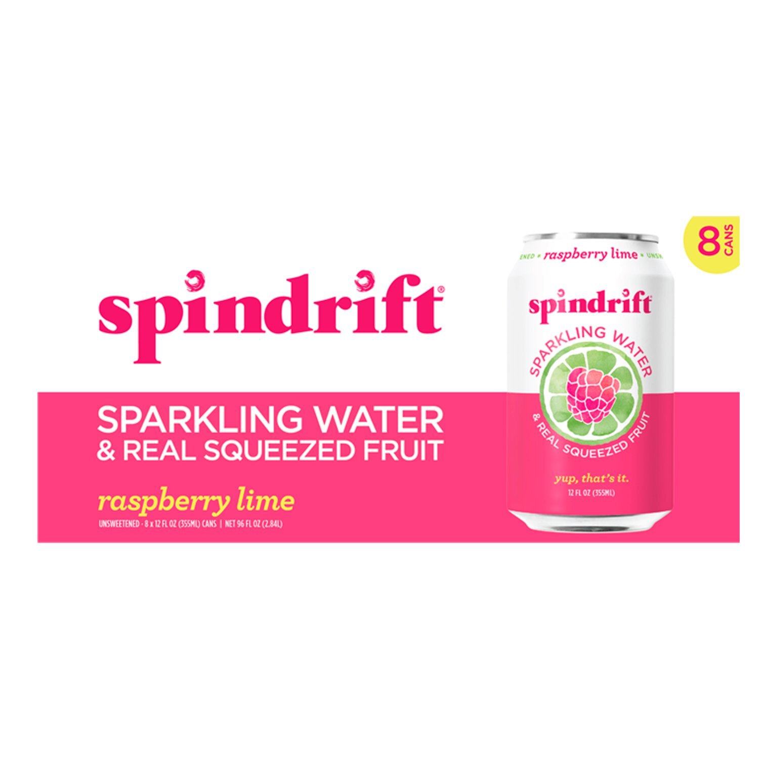 Spindrift Raspberry Lime Unsweetened Sparkling Water & Real