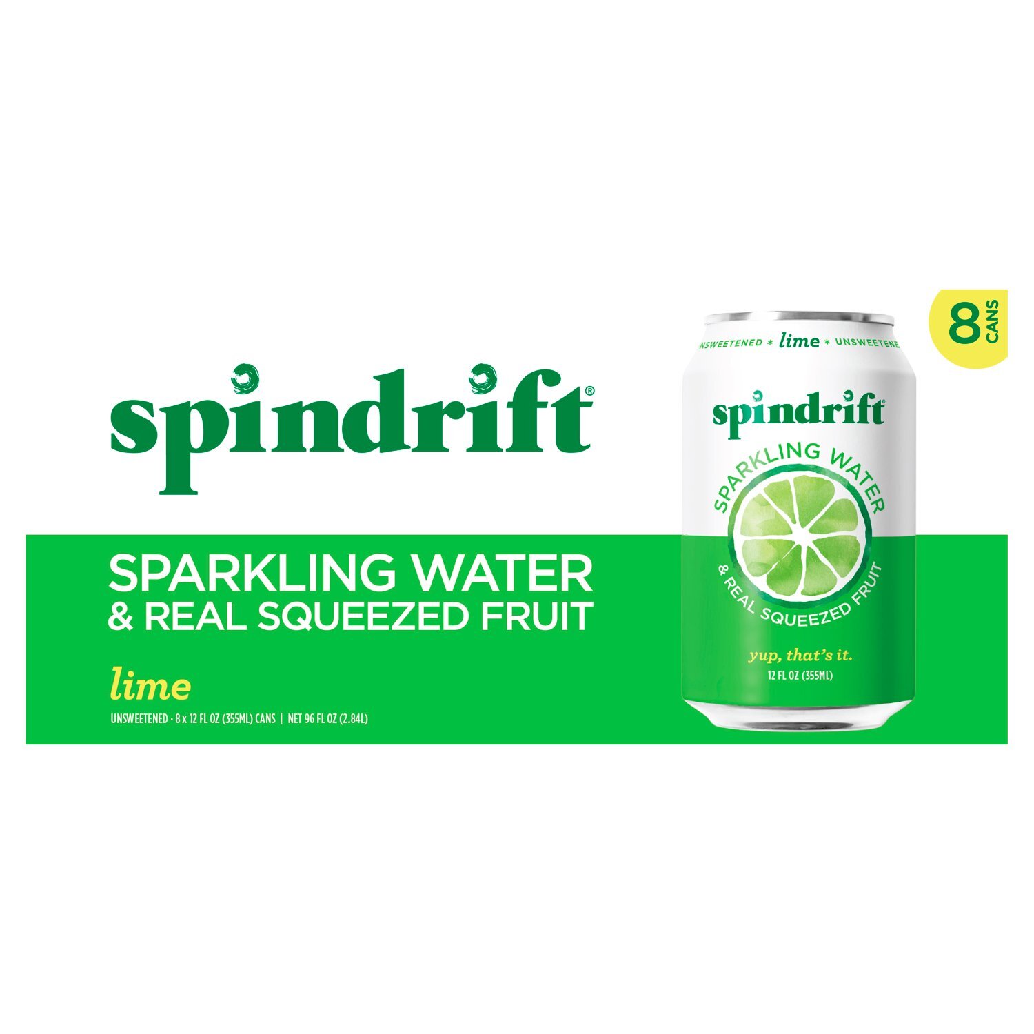 Spindrift Lime Unsweetened Sparkling Water & Real Squeezed Fruit